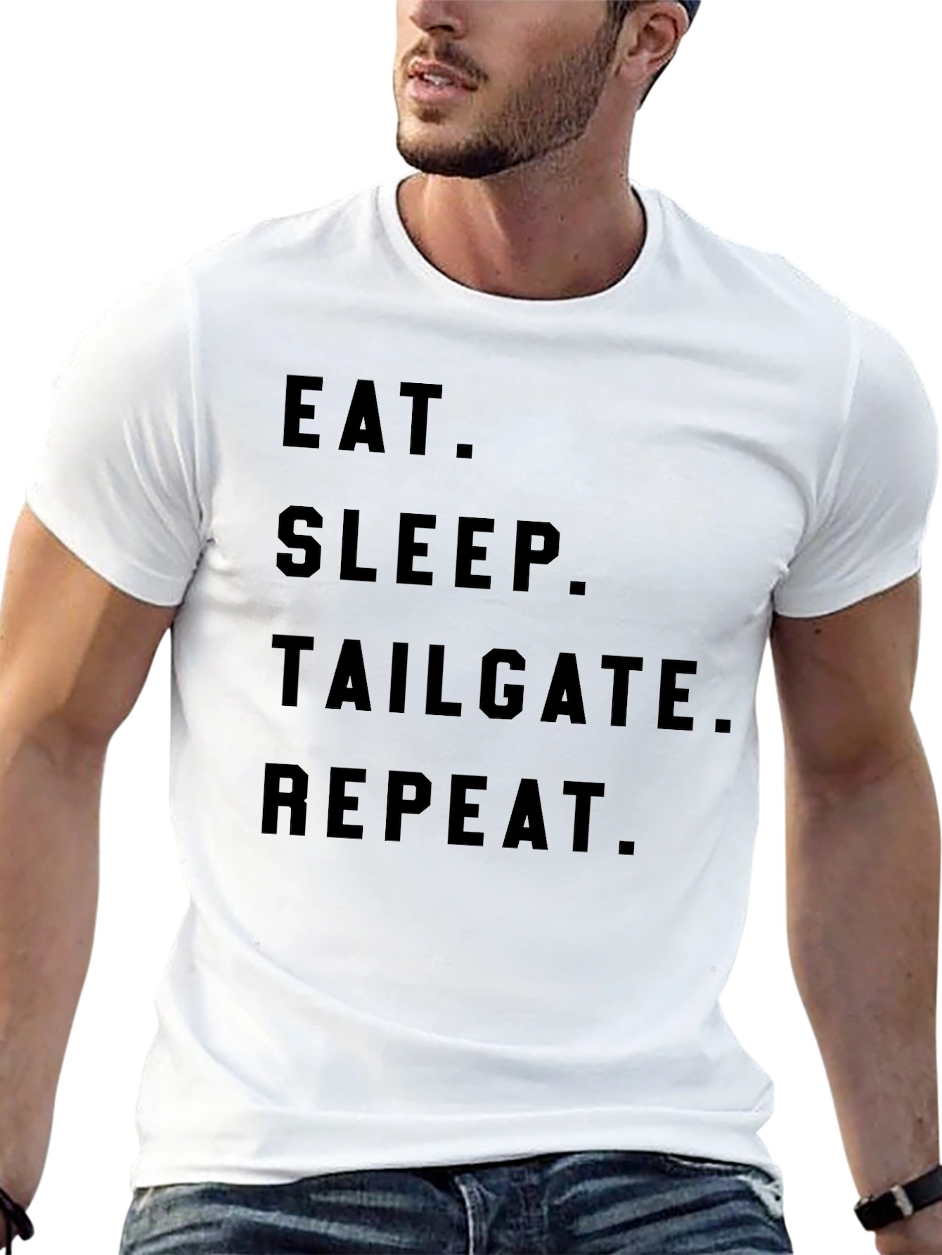 Eat Sleep Tailgate Repeat Black Graphic Tee