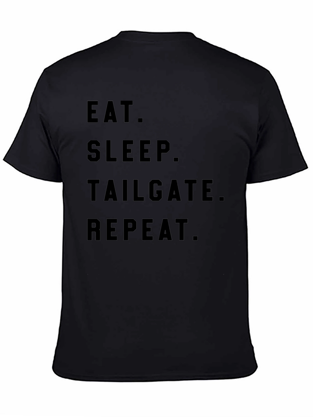 Eat Sleep Tailgate Repeat Black Graphic Tee