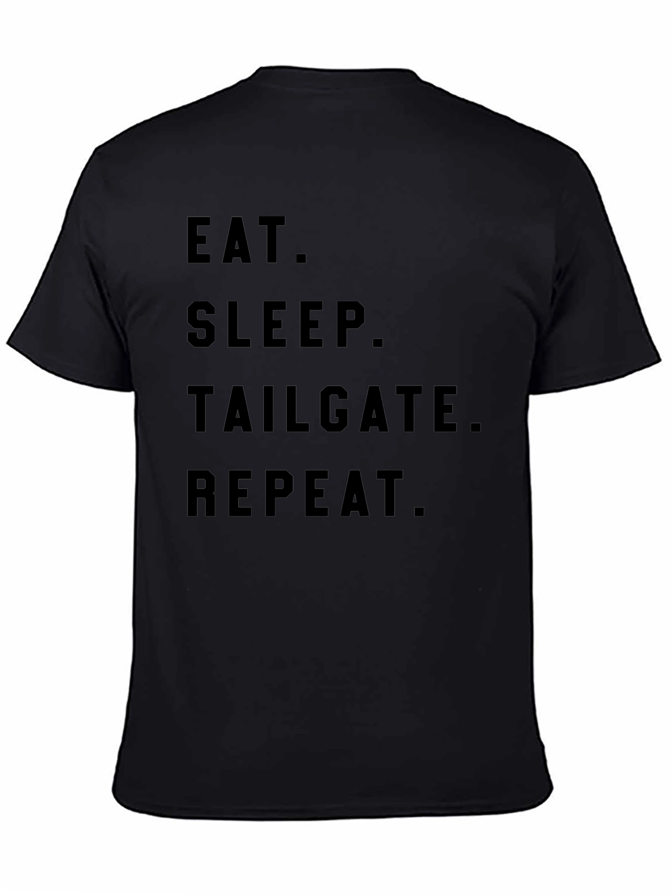 Eat Sleep Tailgate Repeat Black Graphic Tee