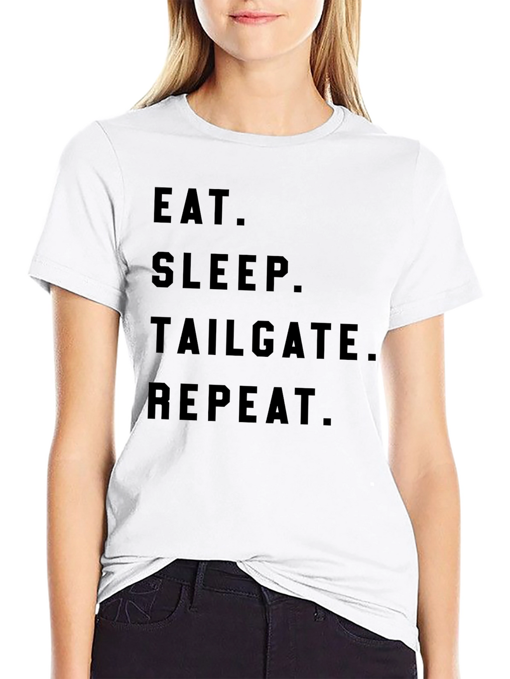 Eat Sleep Tailgate Repeat Black Graphic Tee