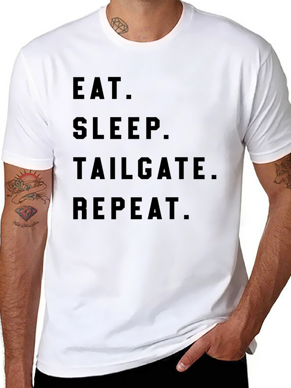 Eat Sleep Tailgate Repeat Black Graphic Tee