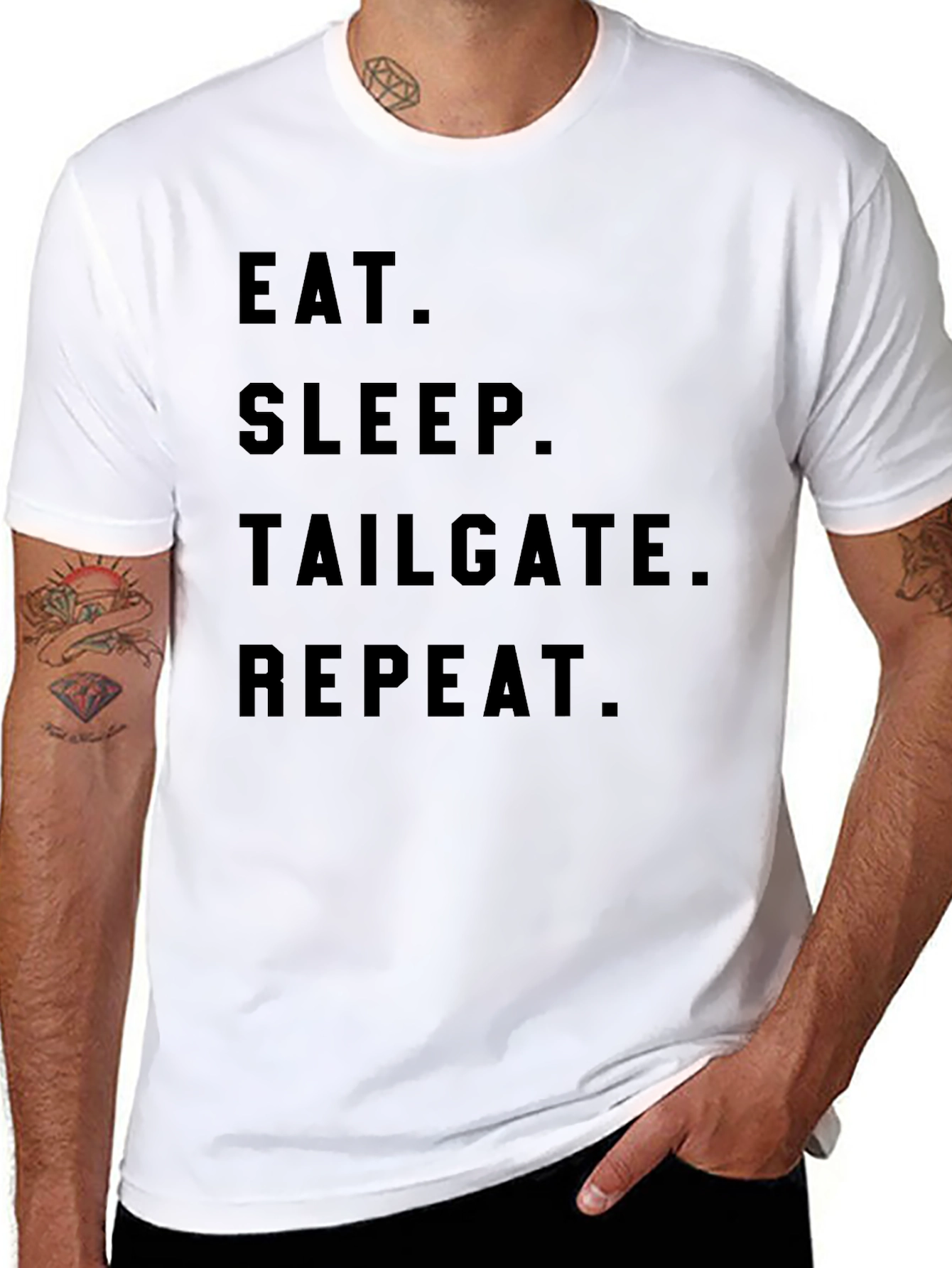 Eat Sleep Tailgate Repeat Black Graphic Tee