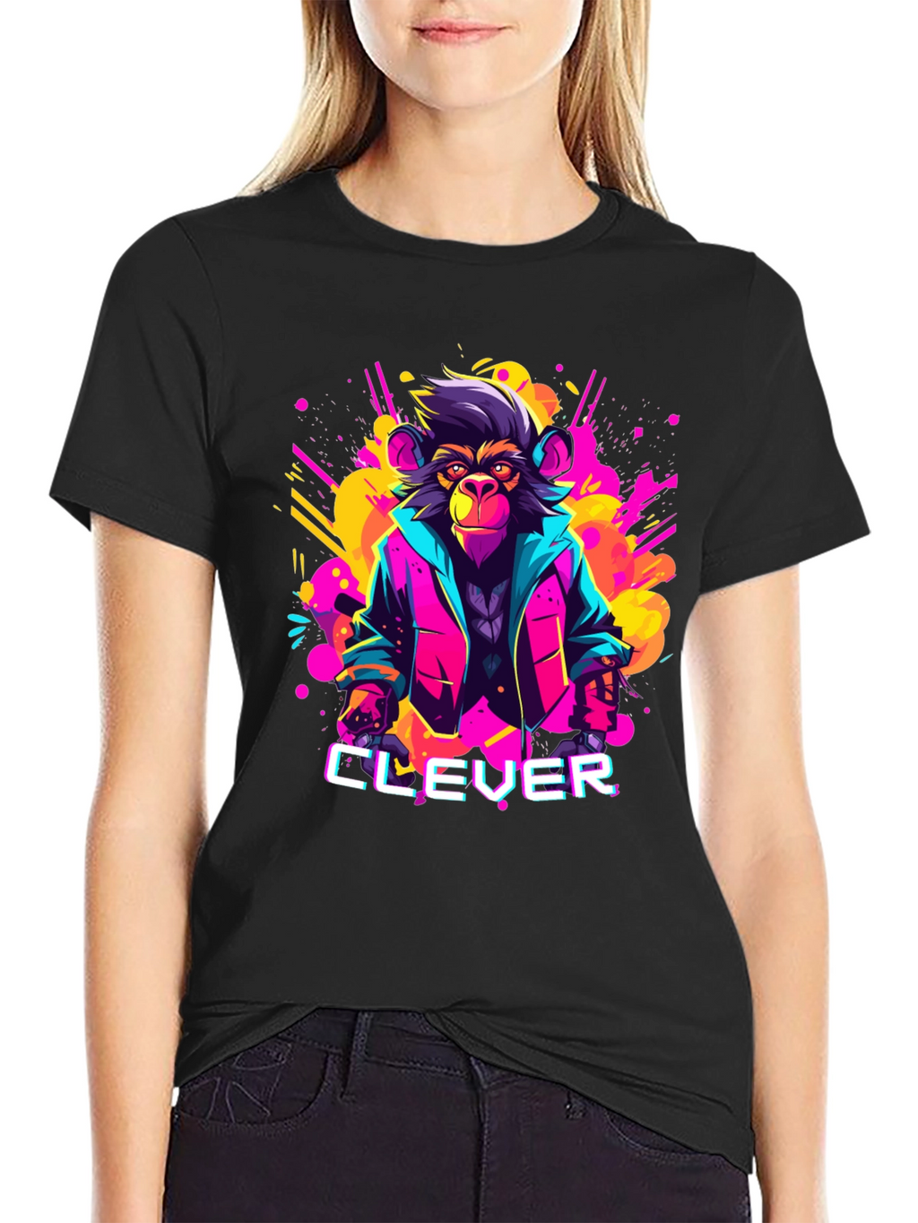 Clever Monkey Graphic Tee - Retro 80s Style