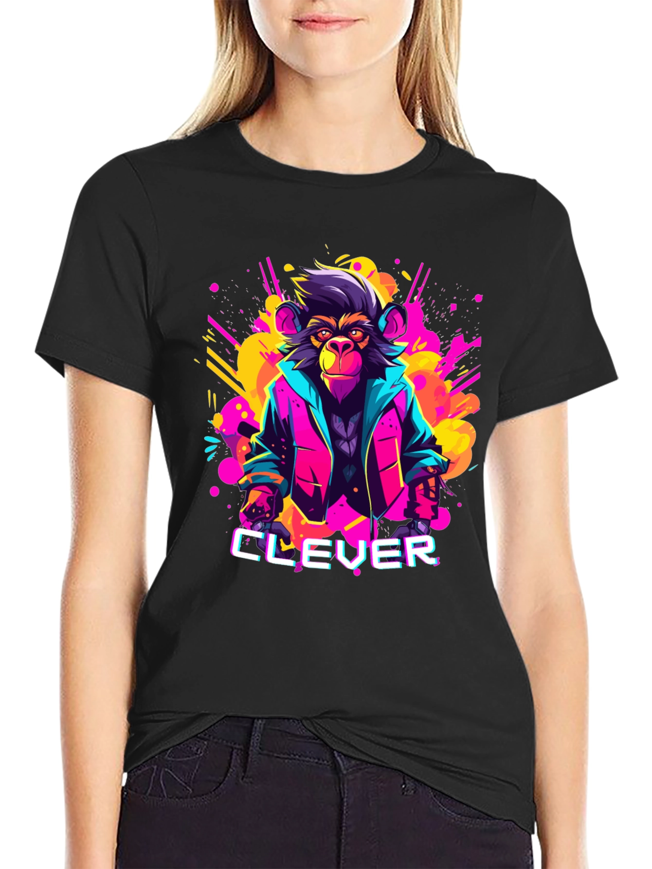 Clever Monkey Graphic Tee - Retro 80s Style