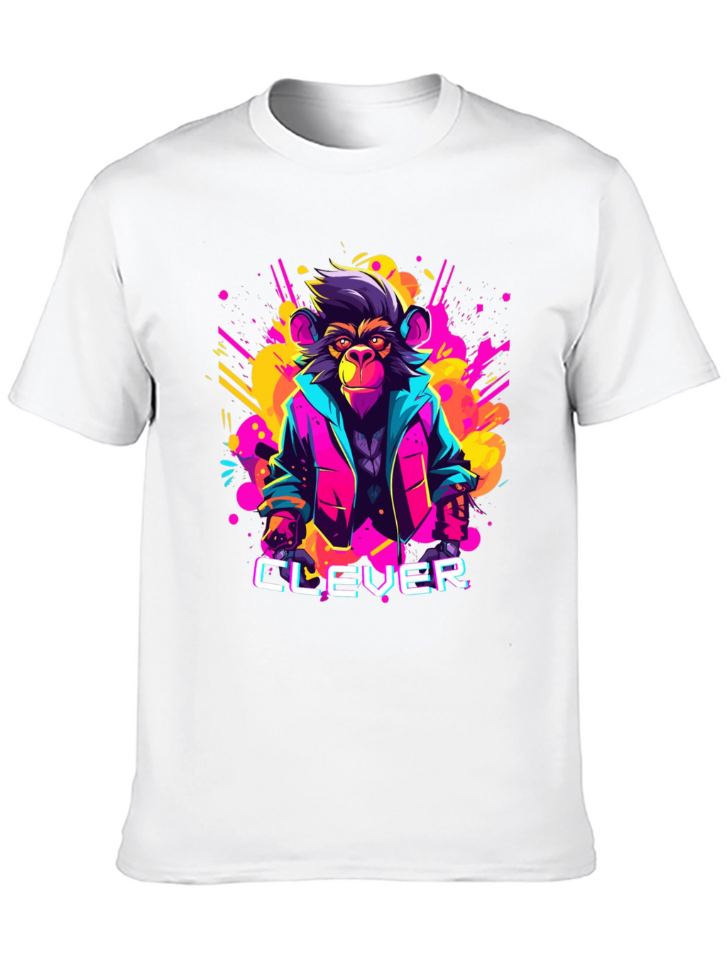 Clever Monkey Graphic Tee - Retro 80s Style