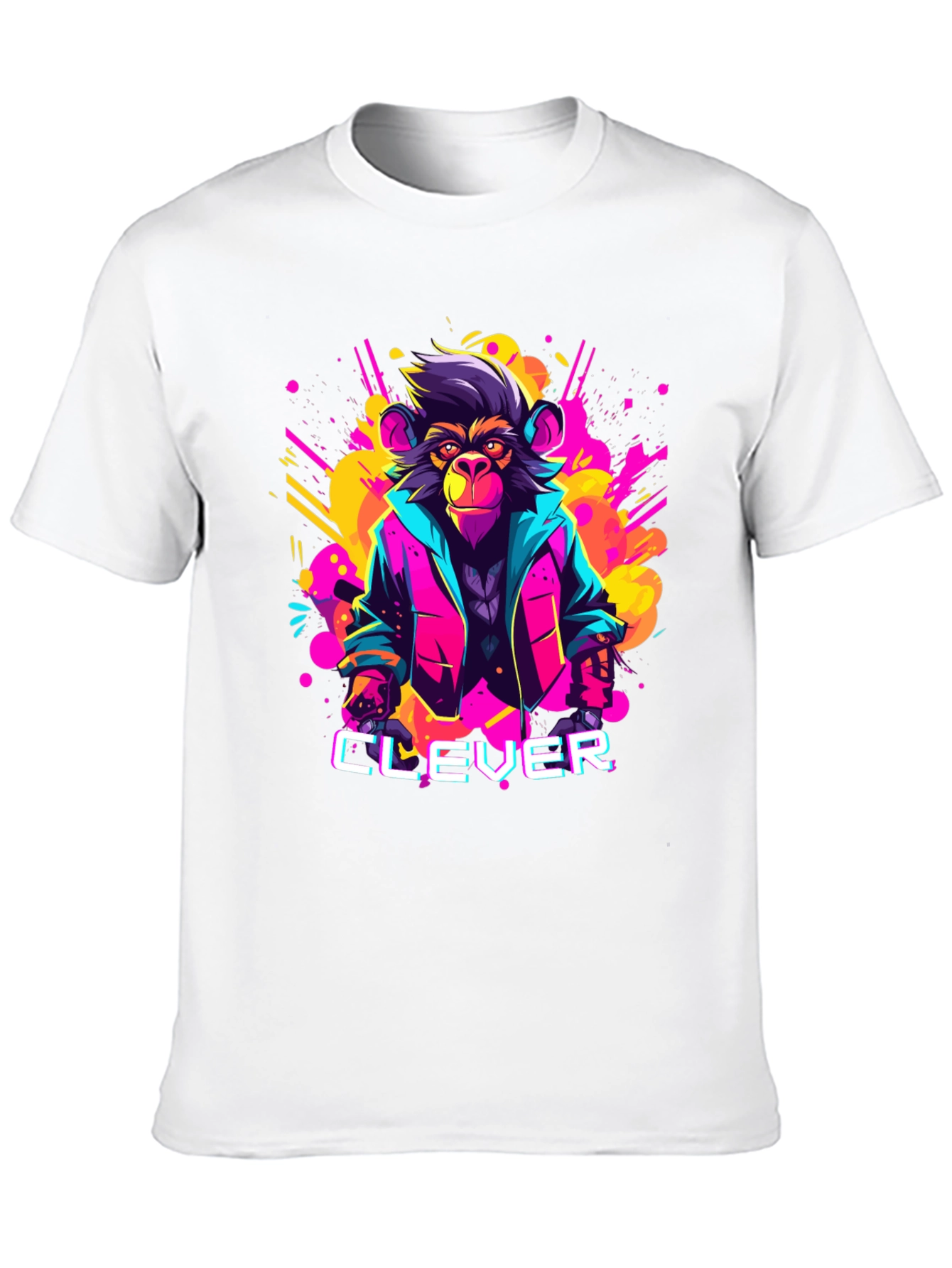 Clever Monkey Graphic Tee - Retro 80s Style