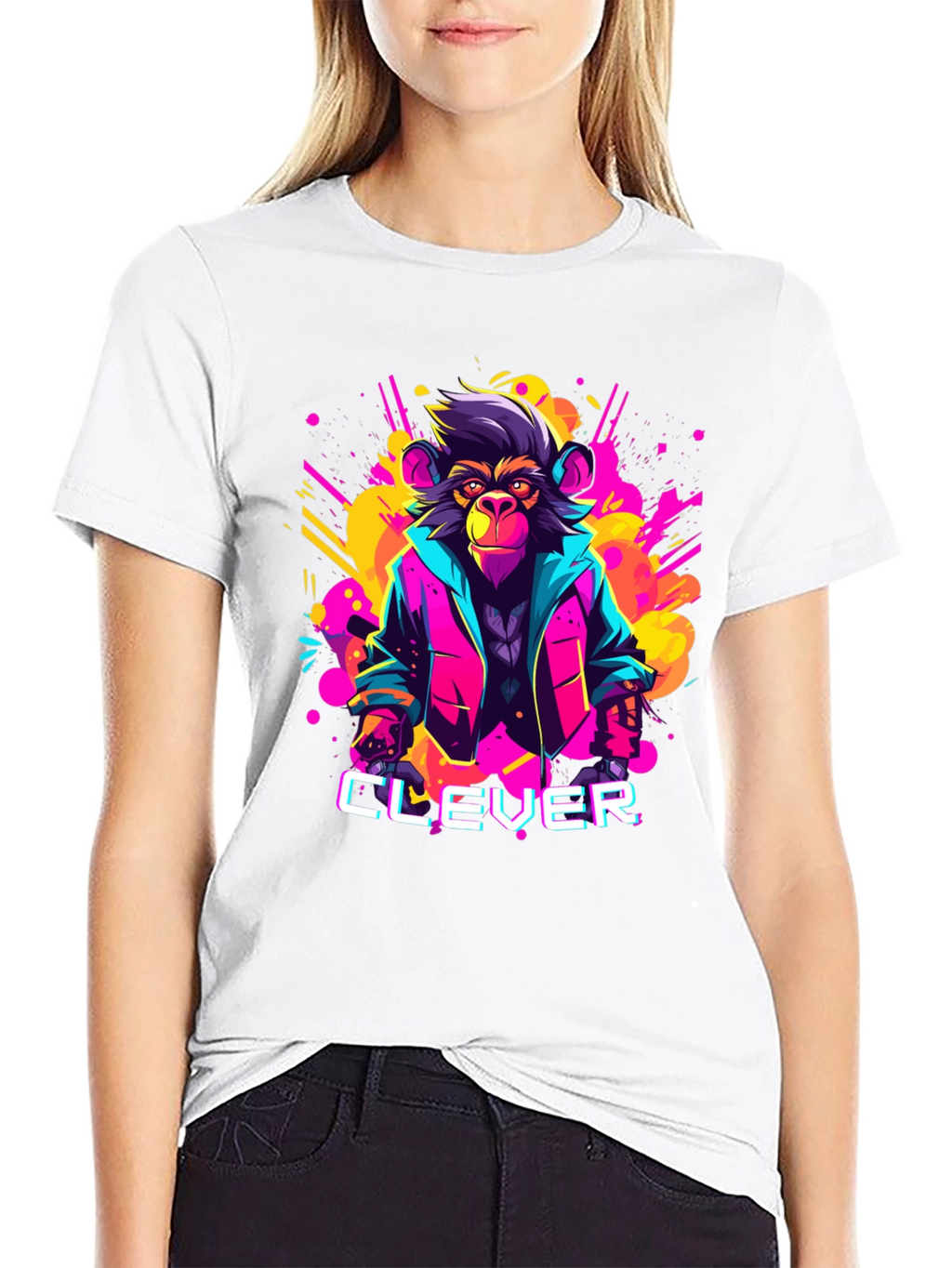 Clever Monkey Graphic Tee - Retro 80s Style