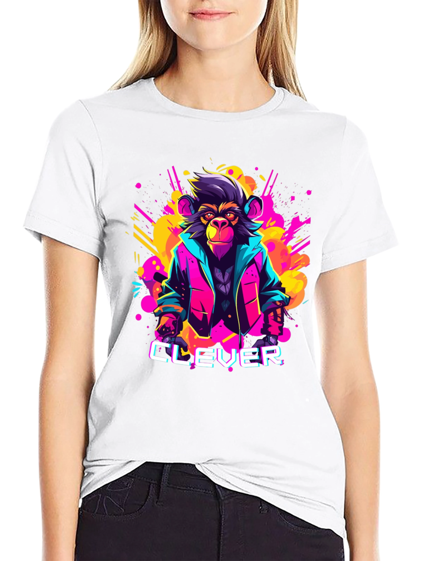 Clever Monkey Graphic Tee - Retro 80s Style