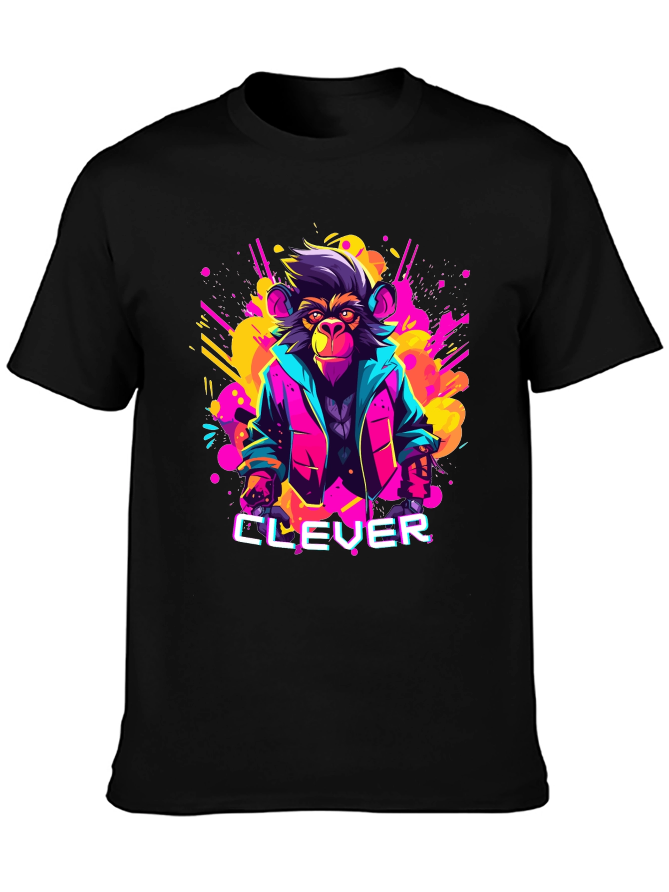 Clever Monkey Graphic Tee - Retro 80s Style