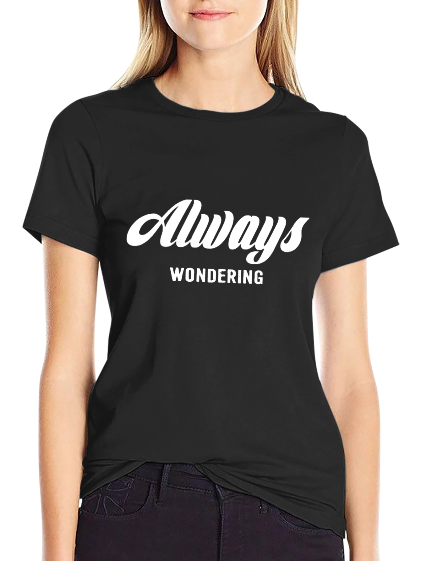 Always Wondering Black Graphic Tee