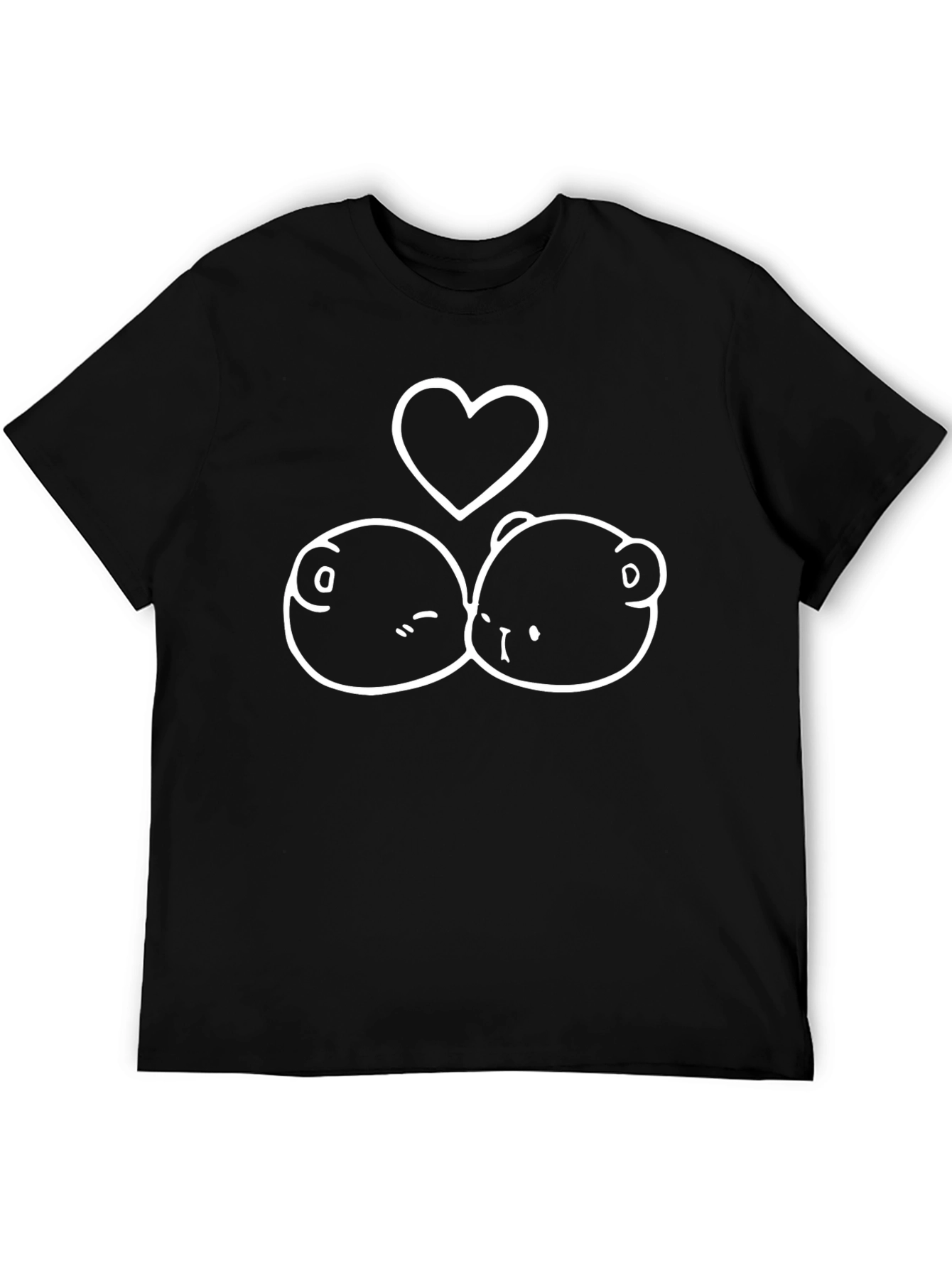 Cute Bear Love Graphic Tee - Black Unisex T-Shirt