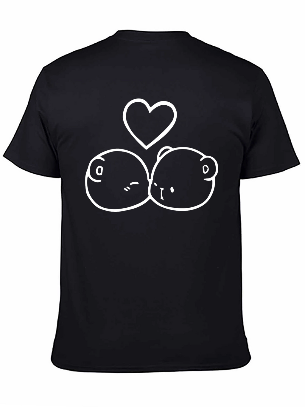 Cute Bear Love Graphic Tee - Black Unisex T-Shirt
