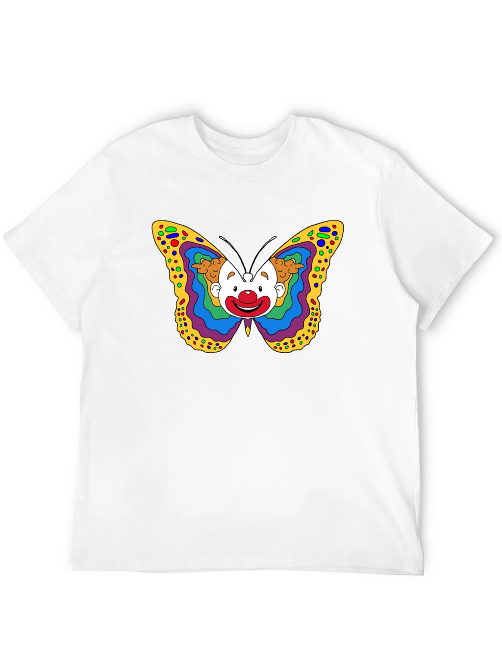 Clown Butterfly Graphic Tee - Unique Art T-Shirt