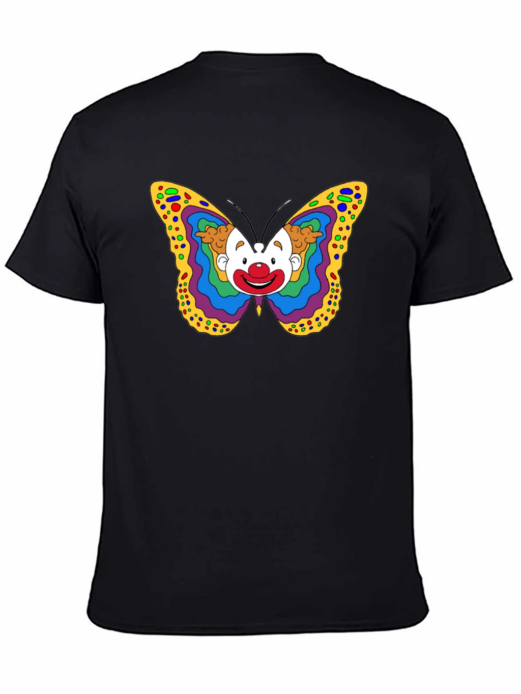 Clown Butterfly Graphic Tee - Unique Art T-Shirt