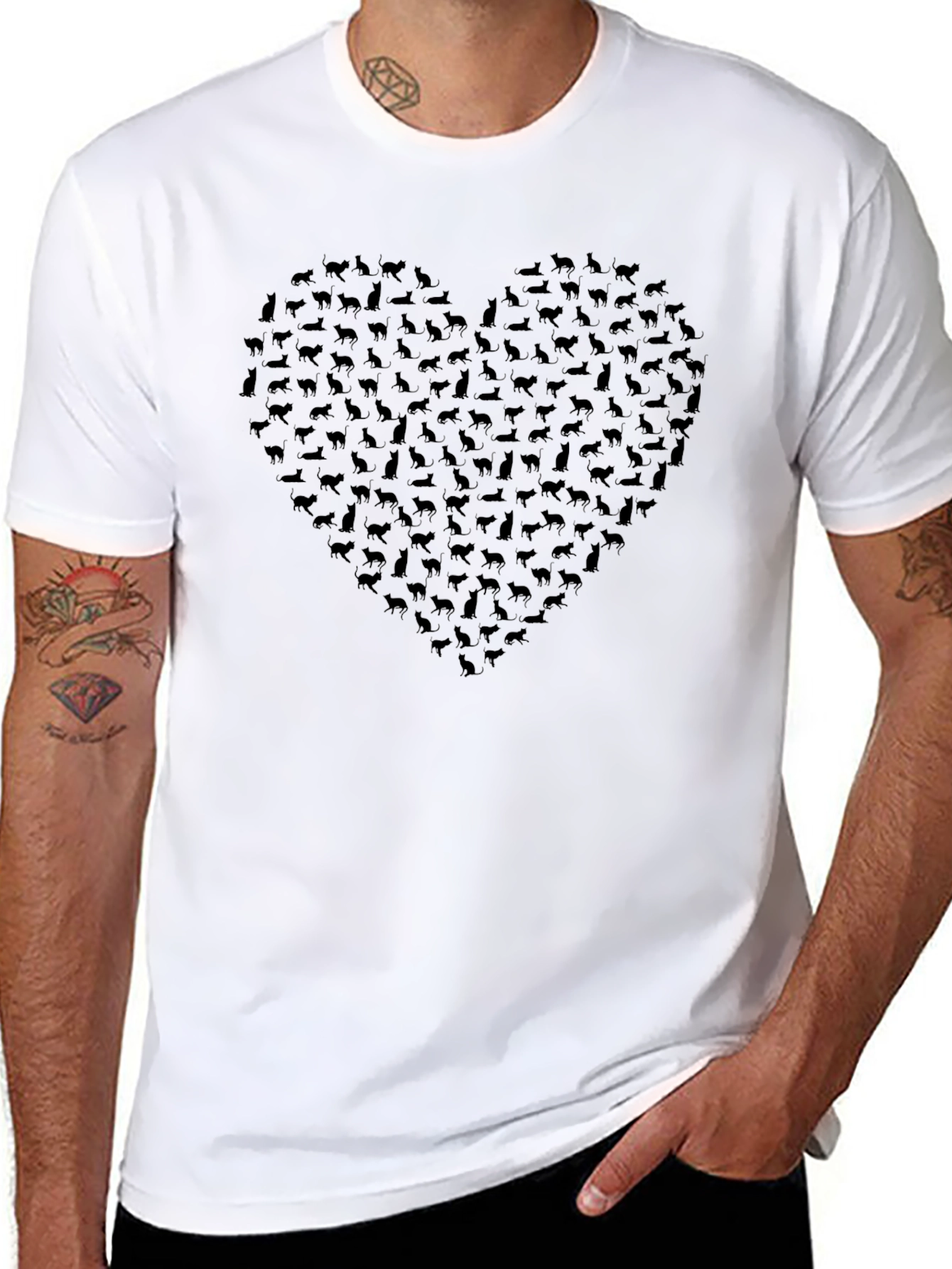 Cat Lover T-Shirt - Heart Shaped Design