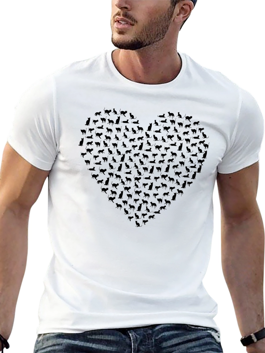 Cat Lover T-Shirt - Heart Shaped Design
