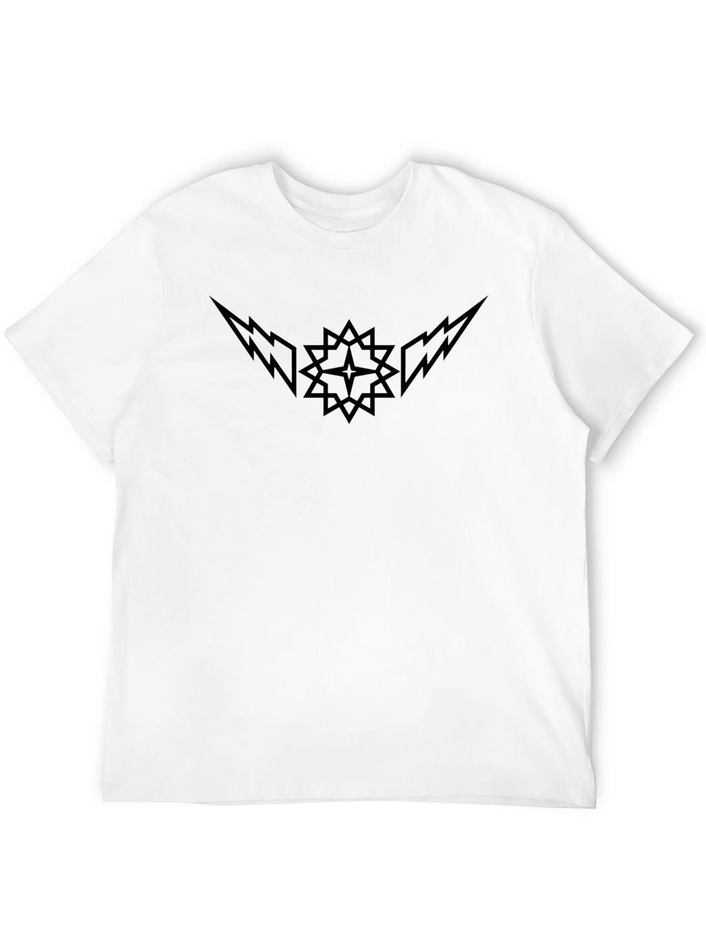 Black Graphic Tee - Star & Lightning Bolt Design