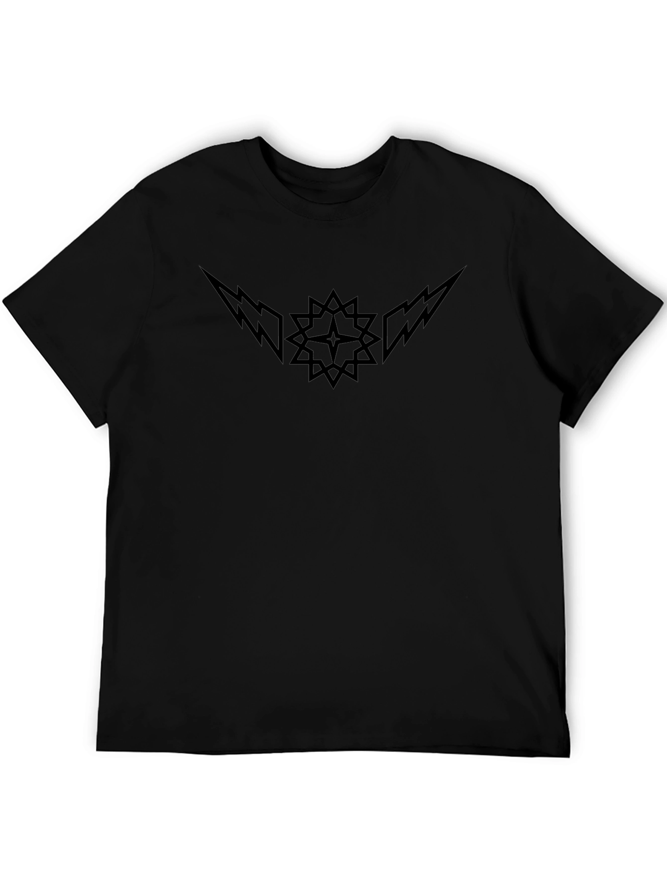 Black Graphic Tee - Star & Lightning Bolt Design