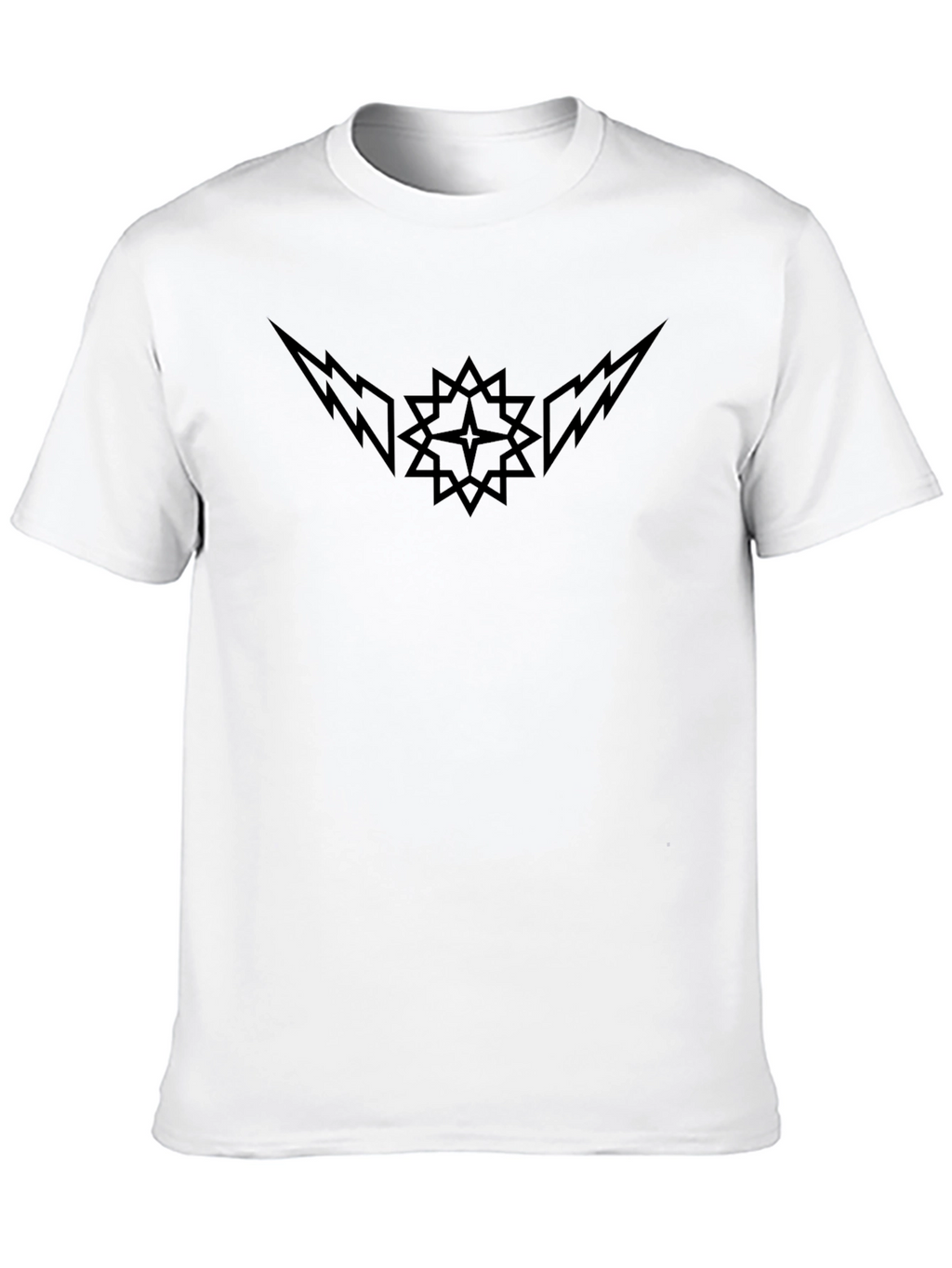 Black Graphic Tee - Star & Lightning Bolt Design