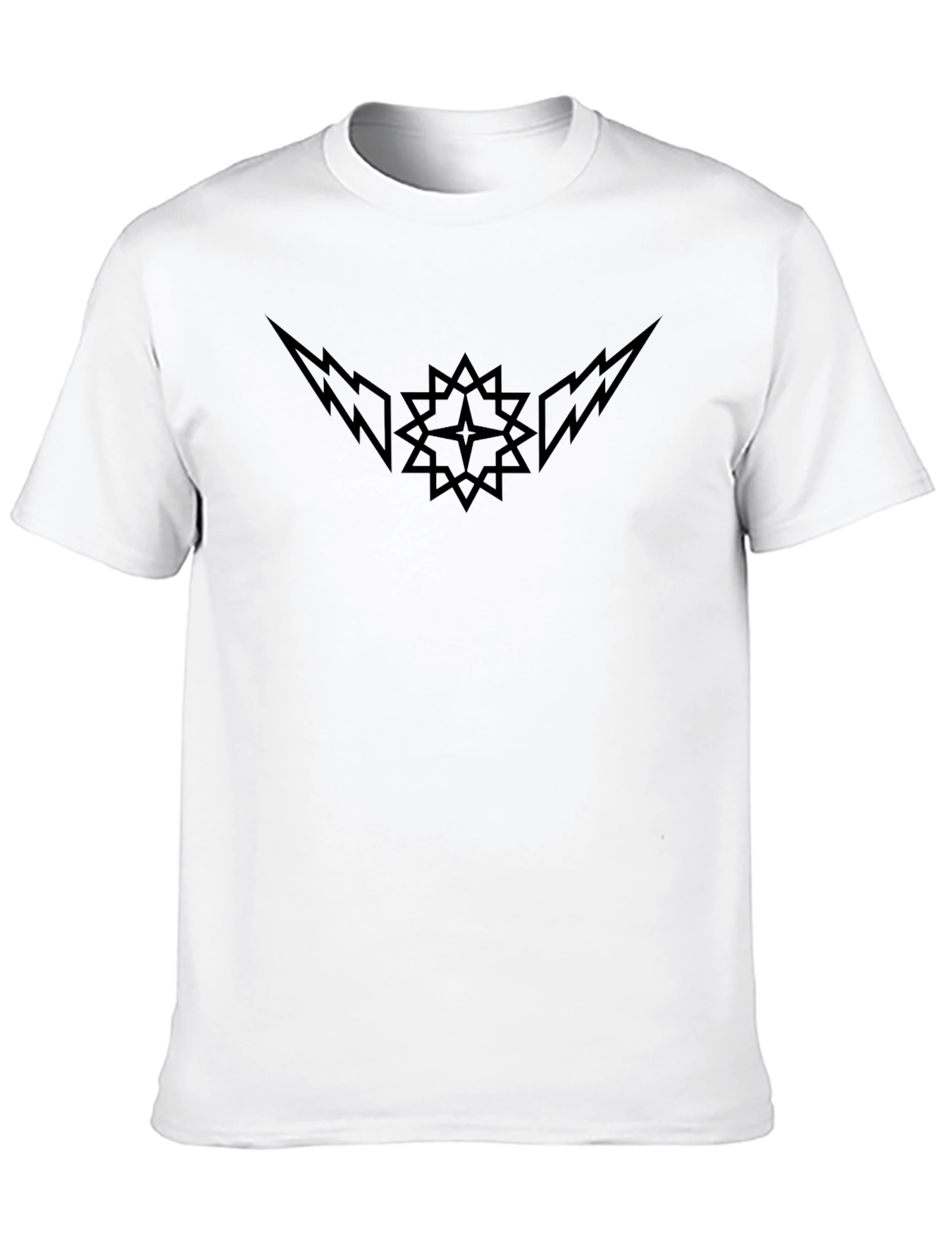 Black Graphic Tee - Star & Lightning Bolt Design