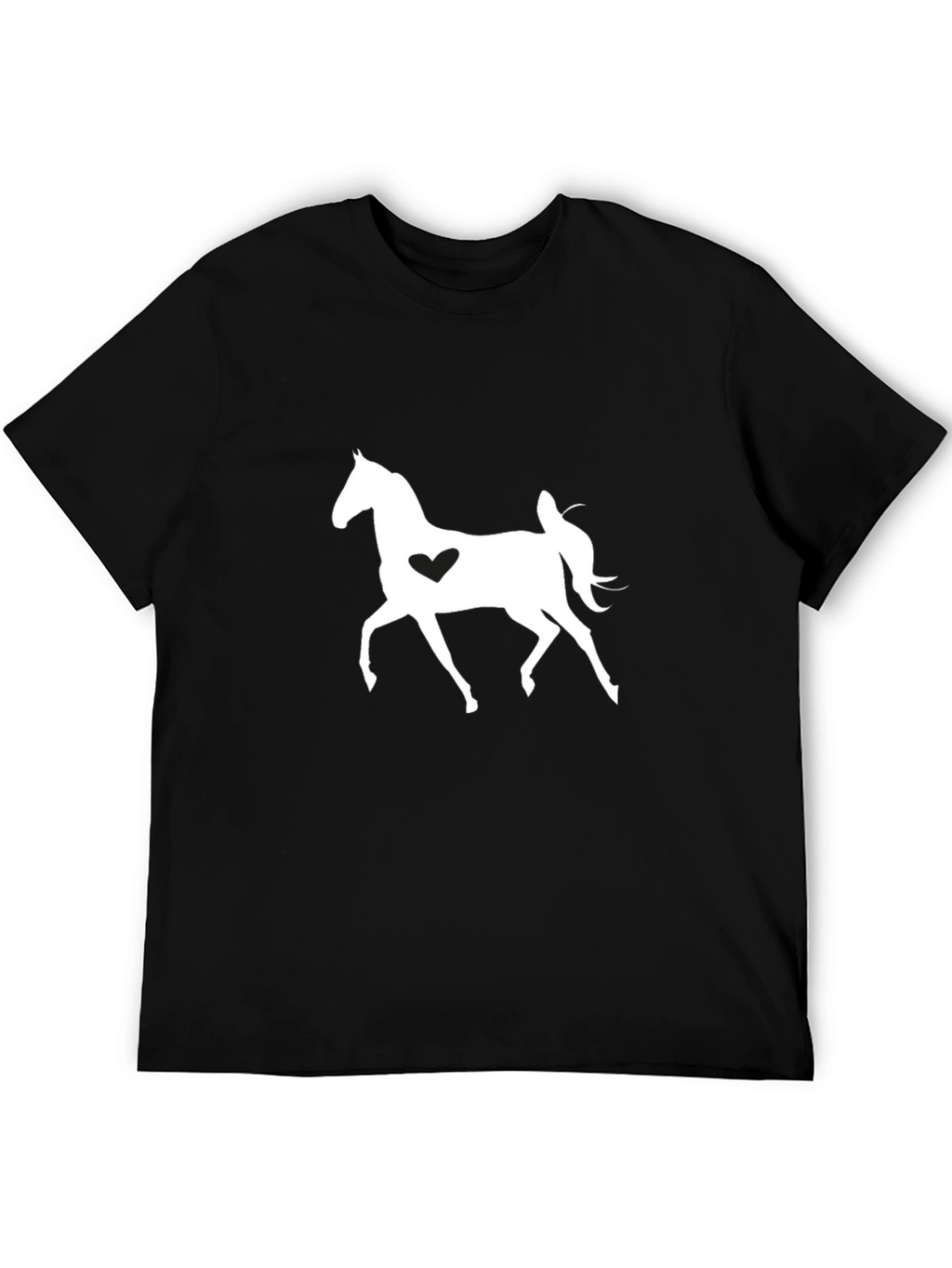 Horse Lover Black T-Shirt with Heart