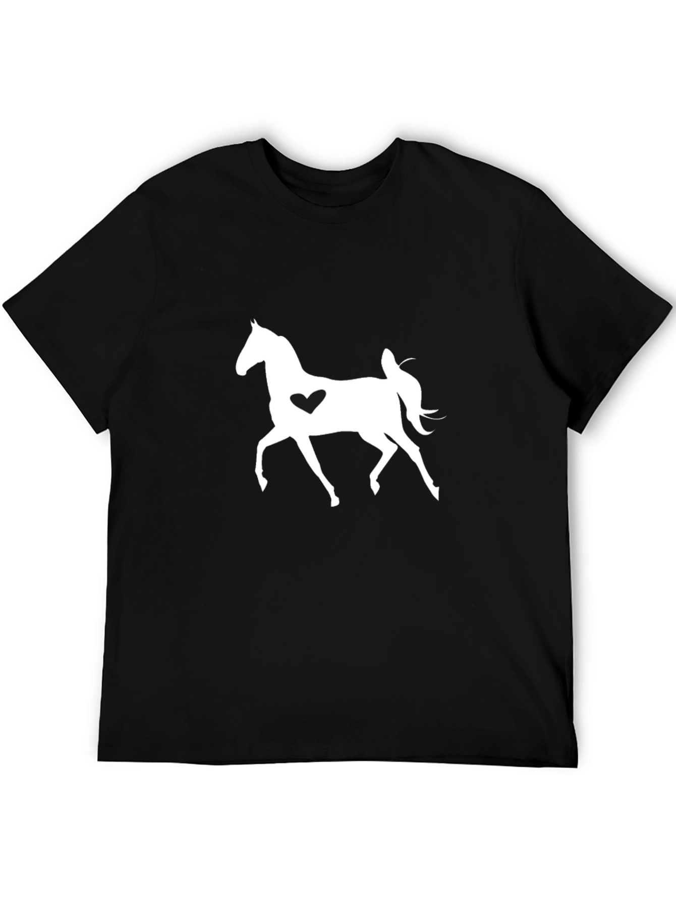 Horse Lover Black T-Shirt with Heart