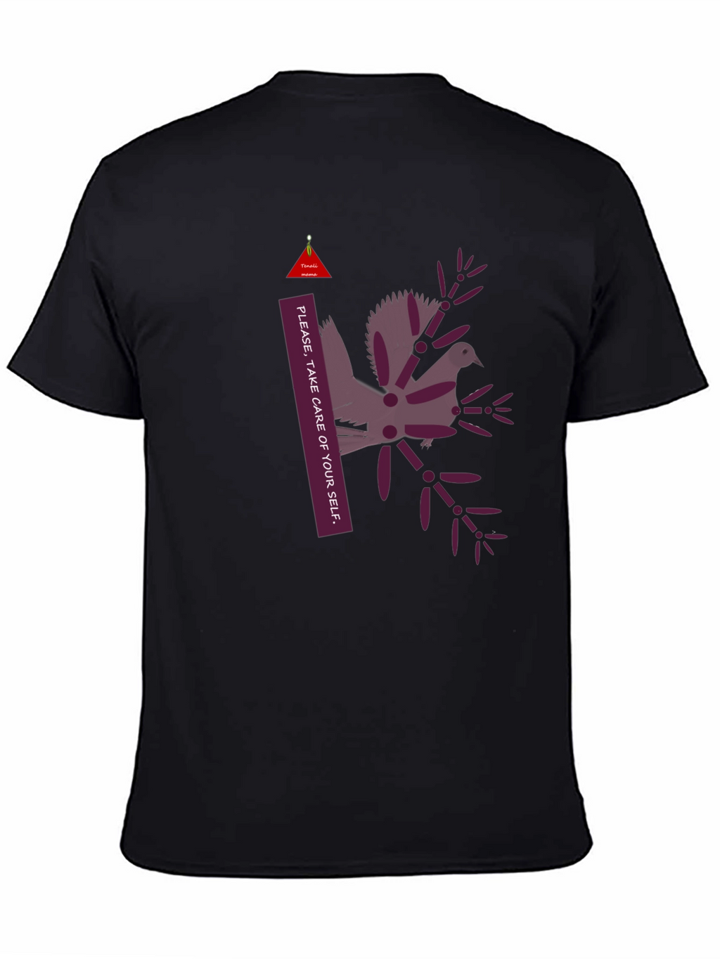 Unique Graphic Print Black T-Shirt: Take Care of Yourself
