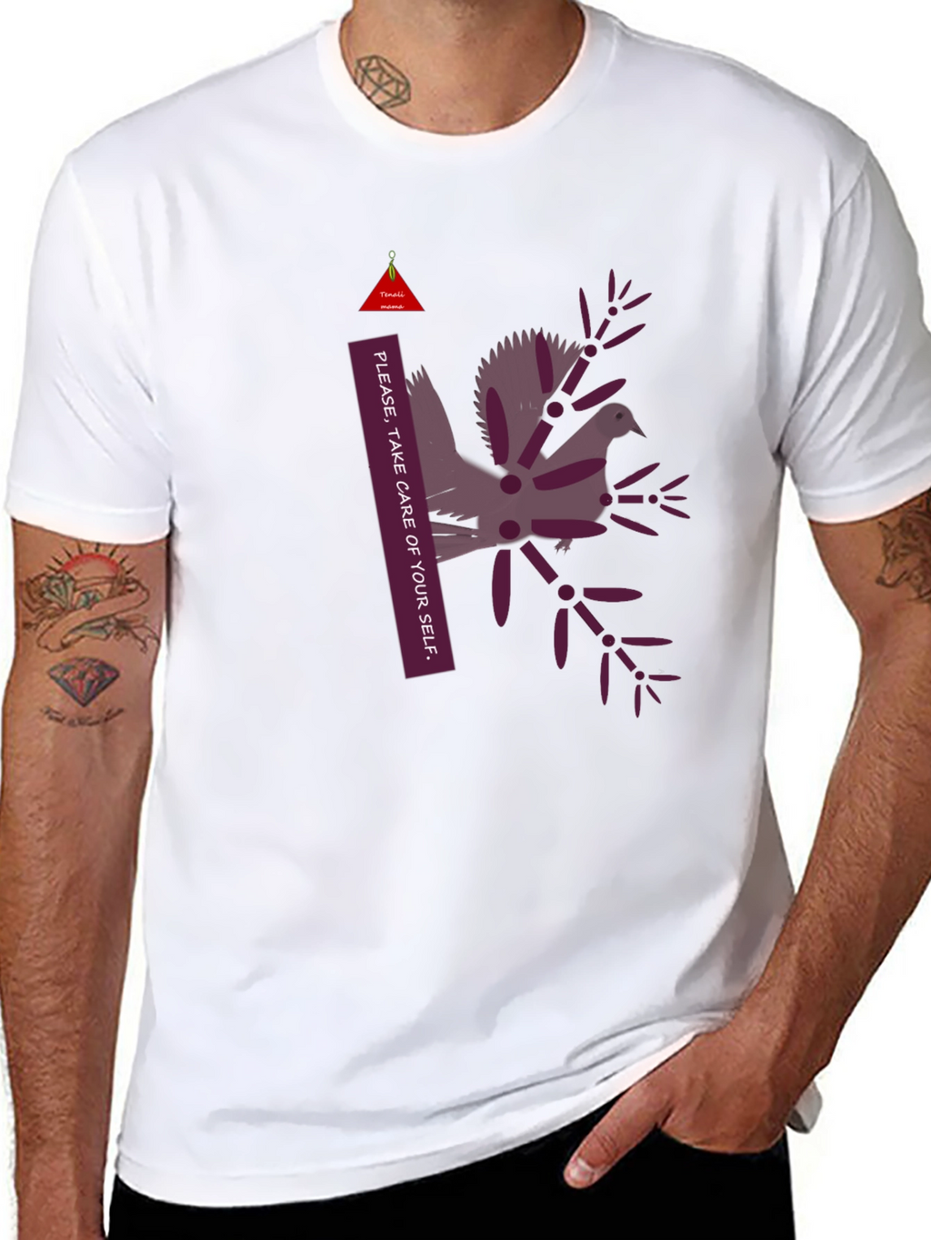 Unique Graphic Print Black T-Shirt: Take Care of Yourself