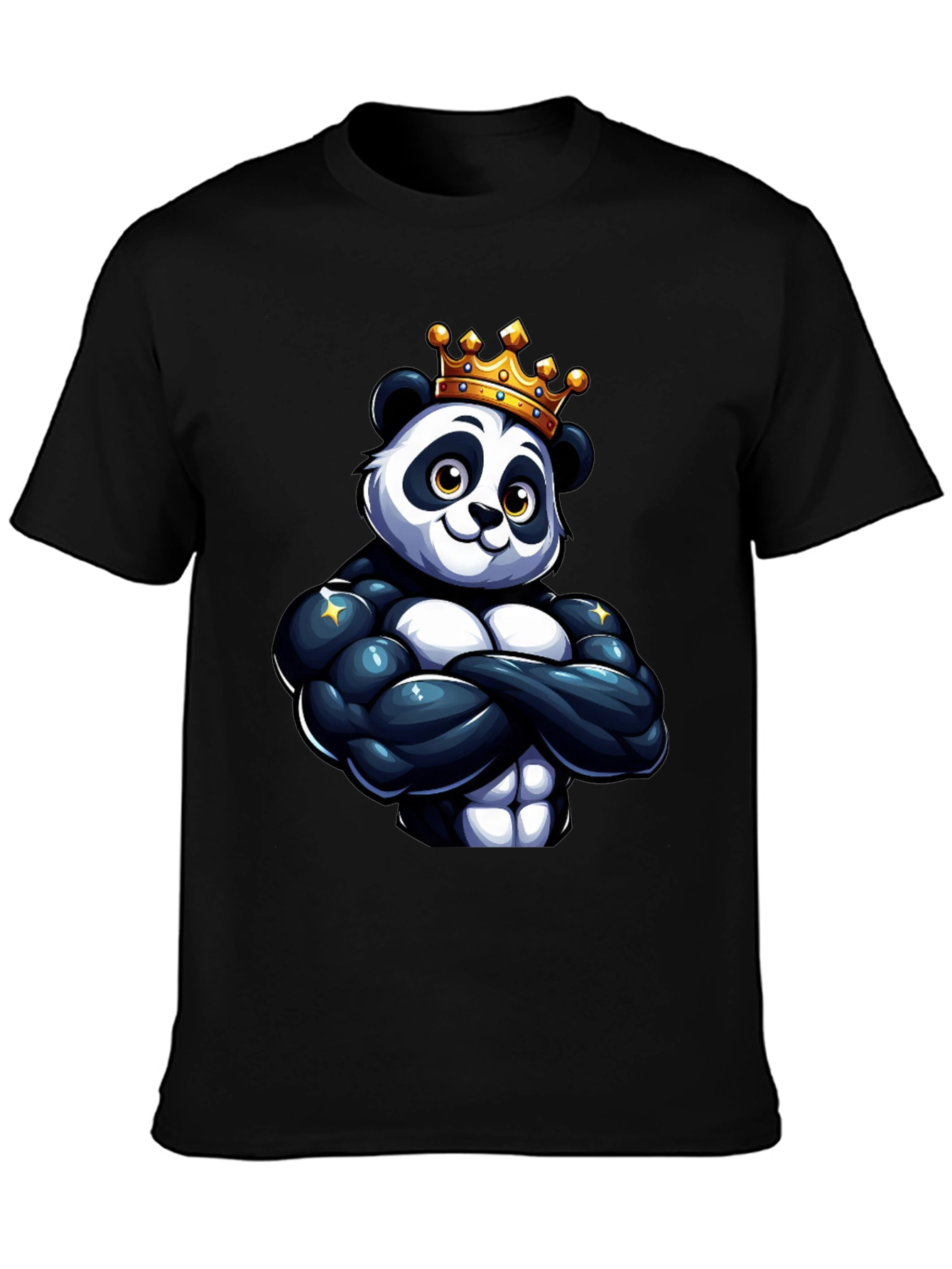 King Panda Muscle Shirt - Black Crew Neck