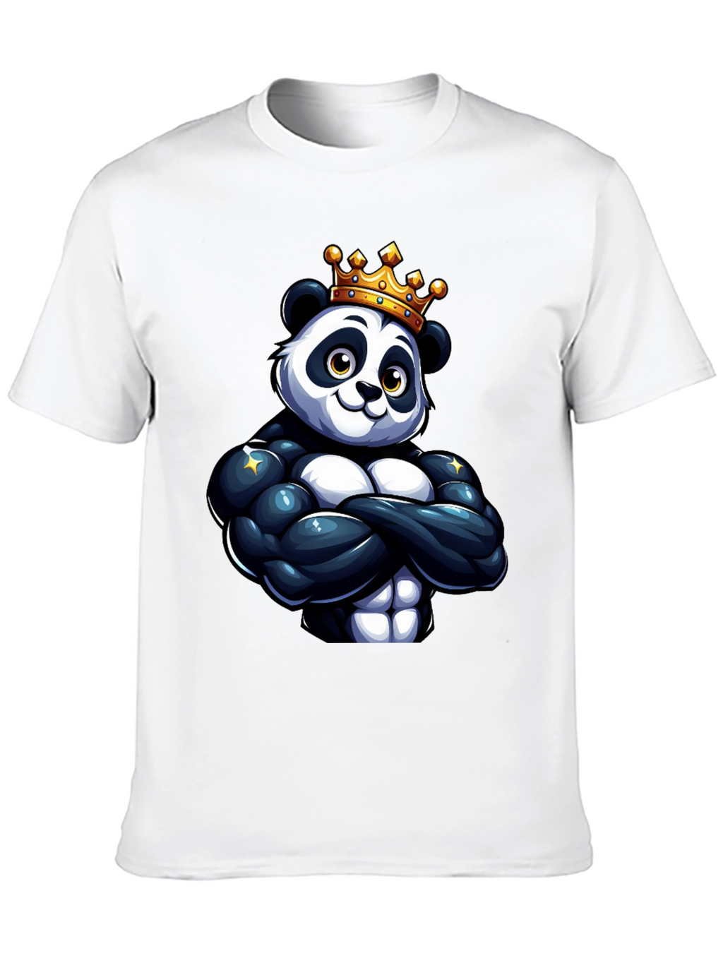 King Panda Muscle Shirt - Black Crew Neck
