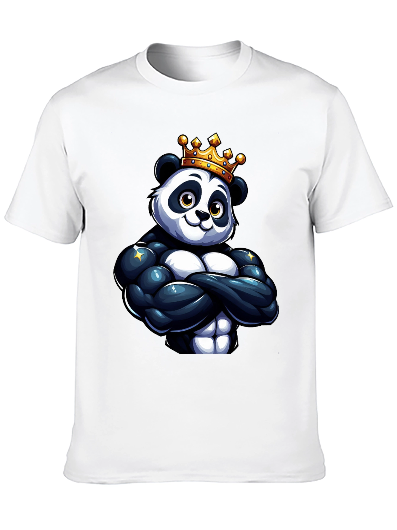 King Panda Muscle Shirt - Black Crew Neck