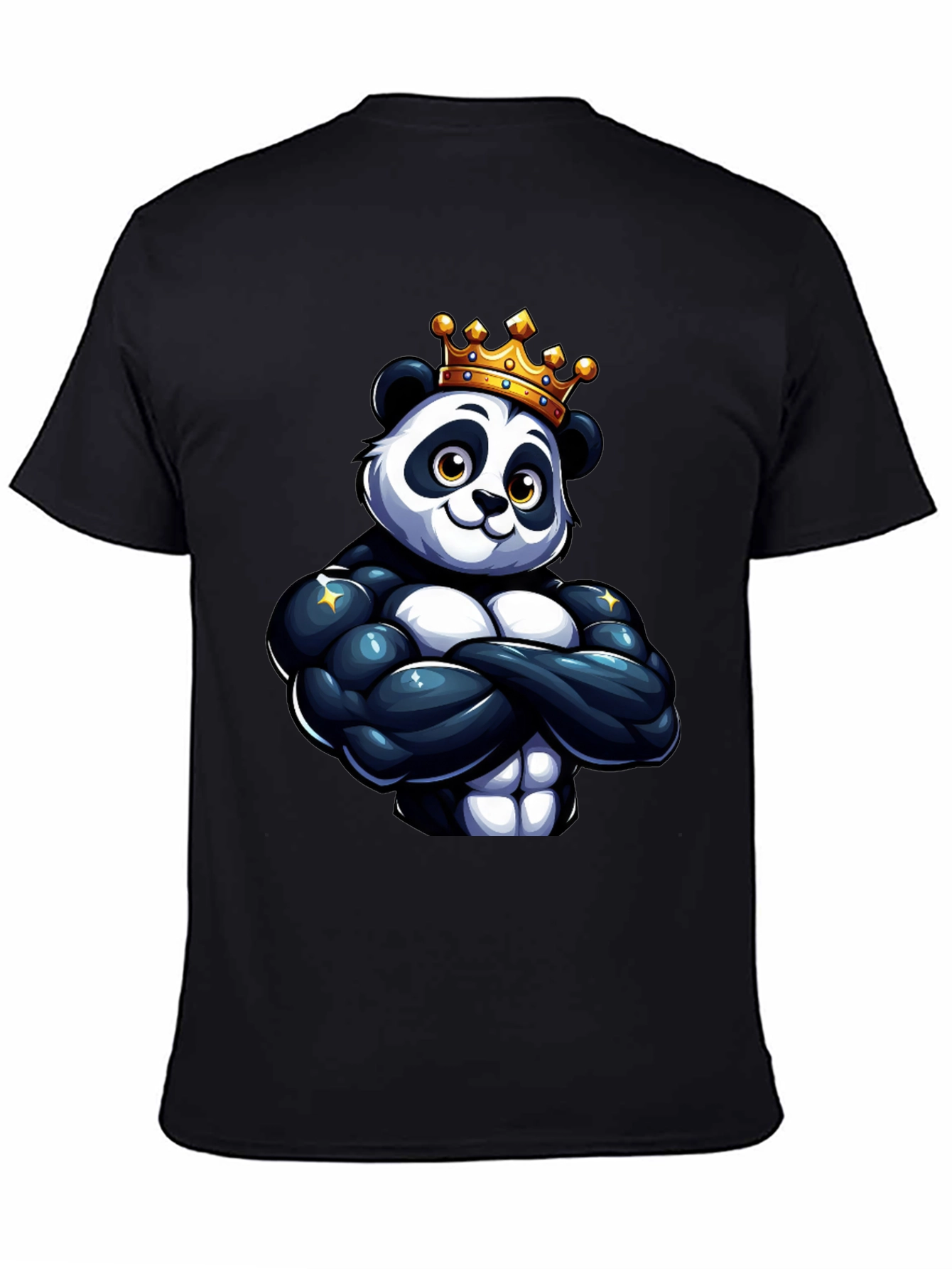 King Panda Muscle Shirt - Black Crew Neck