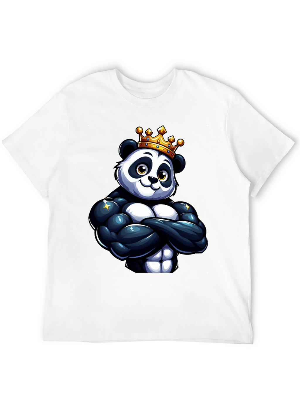 King Panda Muscle Shirt - Black Crew Neck