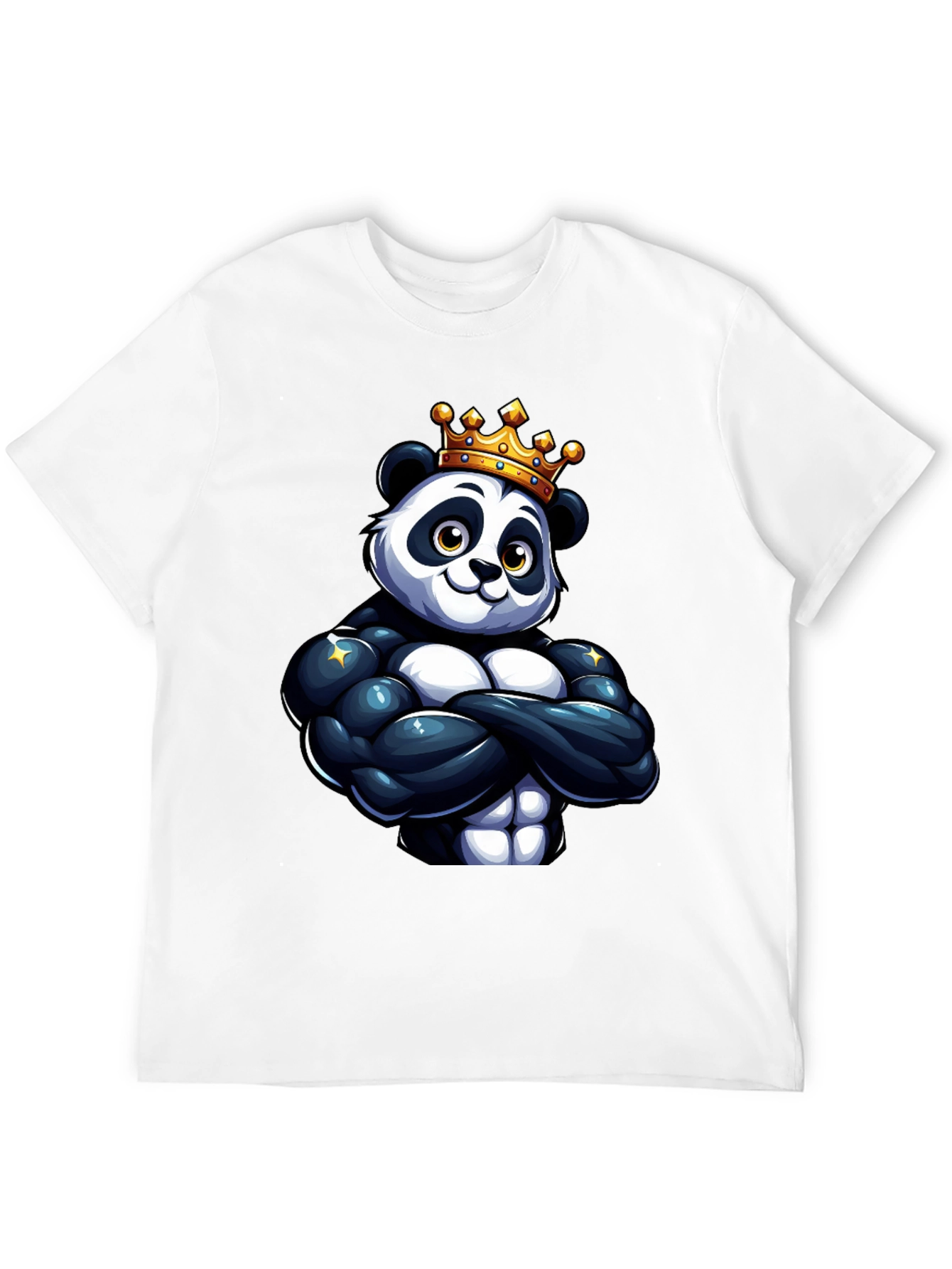 King Panda Muscle Shirt - Black Crew Neck