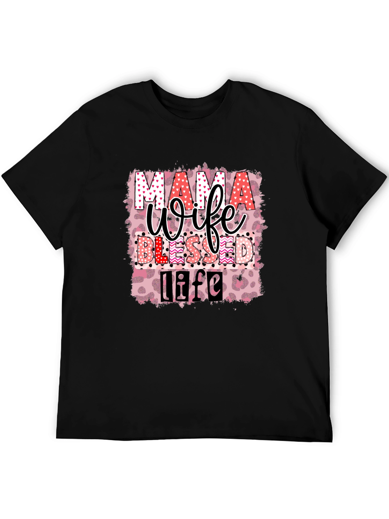 Mama Wife Blessed Life Graphic T-Shirt