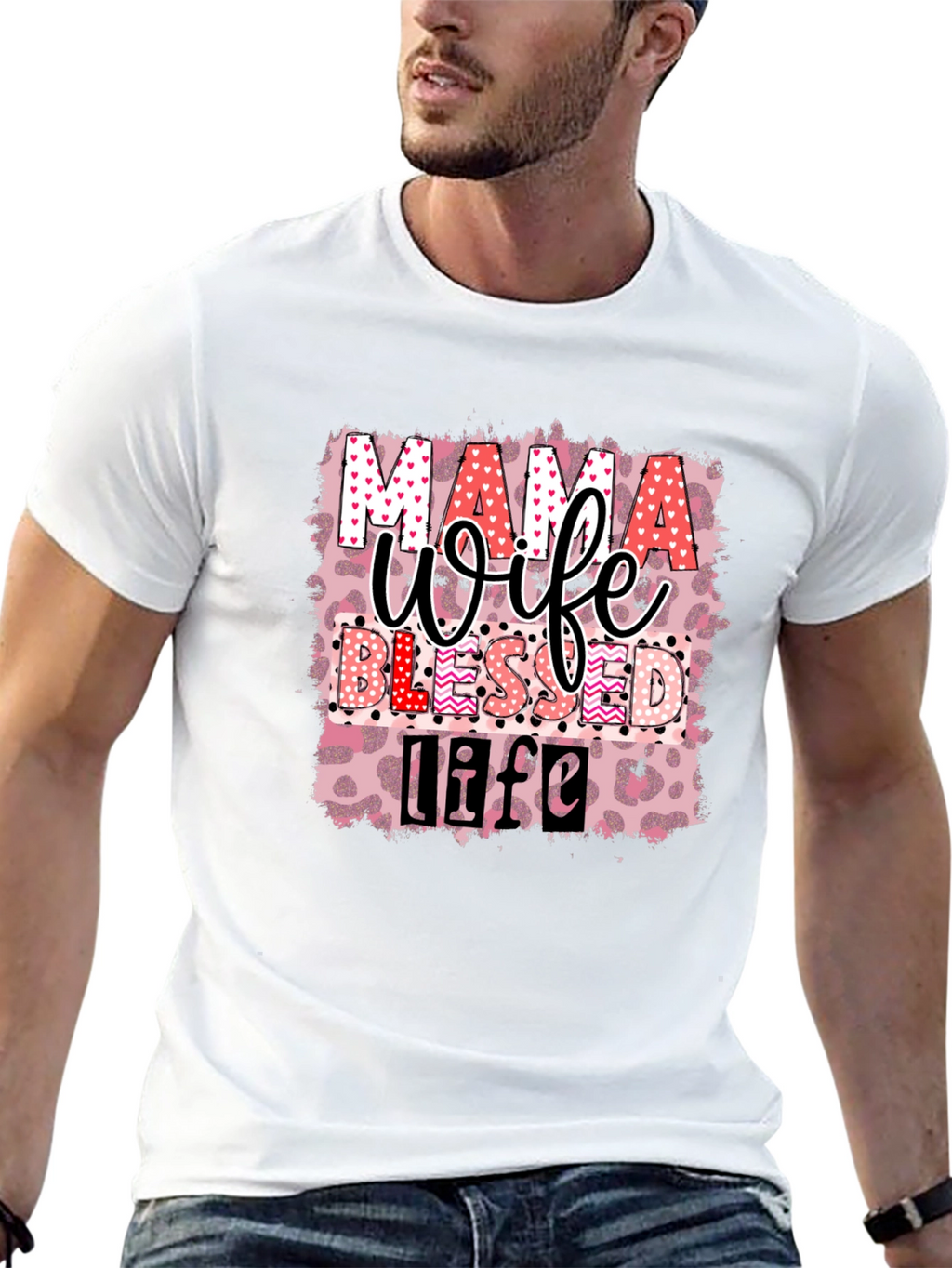 Mama Wife Blessed Life Graphic T-Shirt