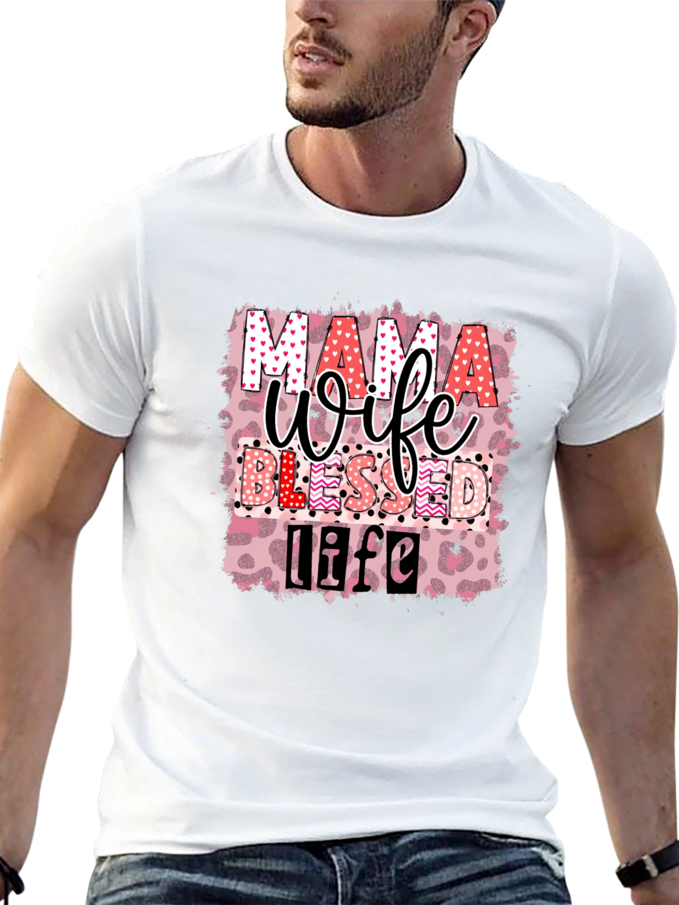 Mama Wife Blessed Life Graphic T-Shirt