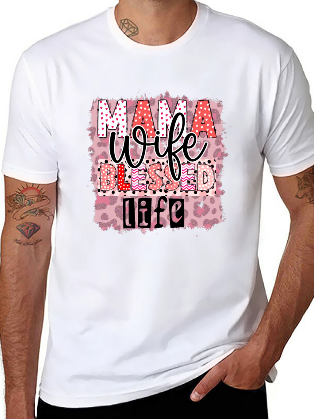 Mama Wife Blessed Life Graphic T-Shirt