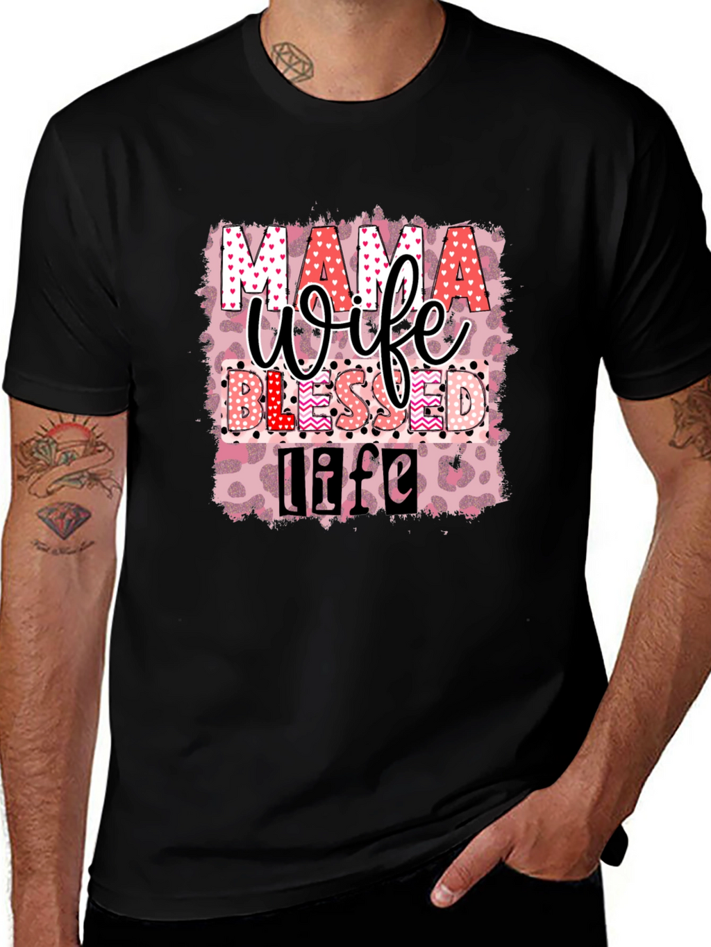 Mama Wife Blessed Life Graphic T-Shirt