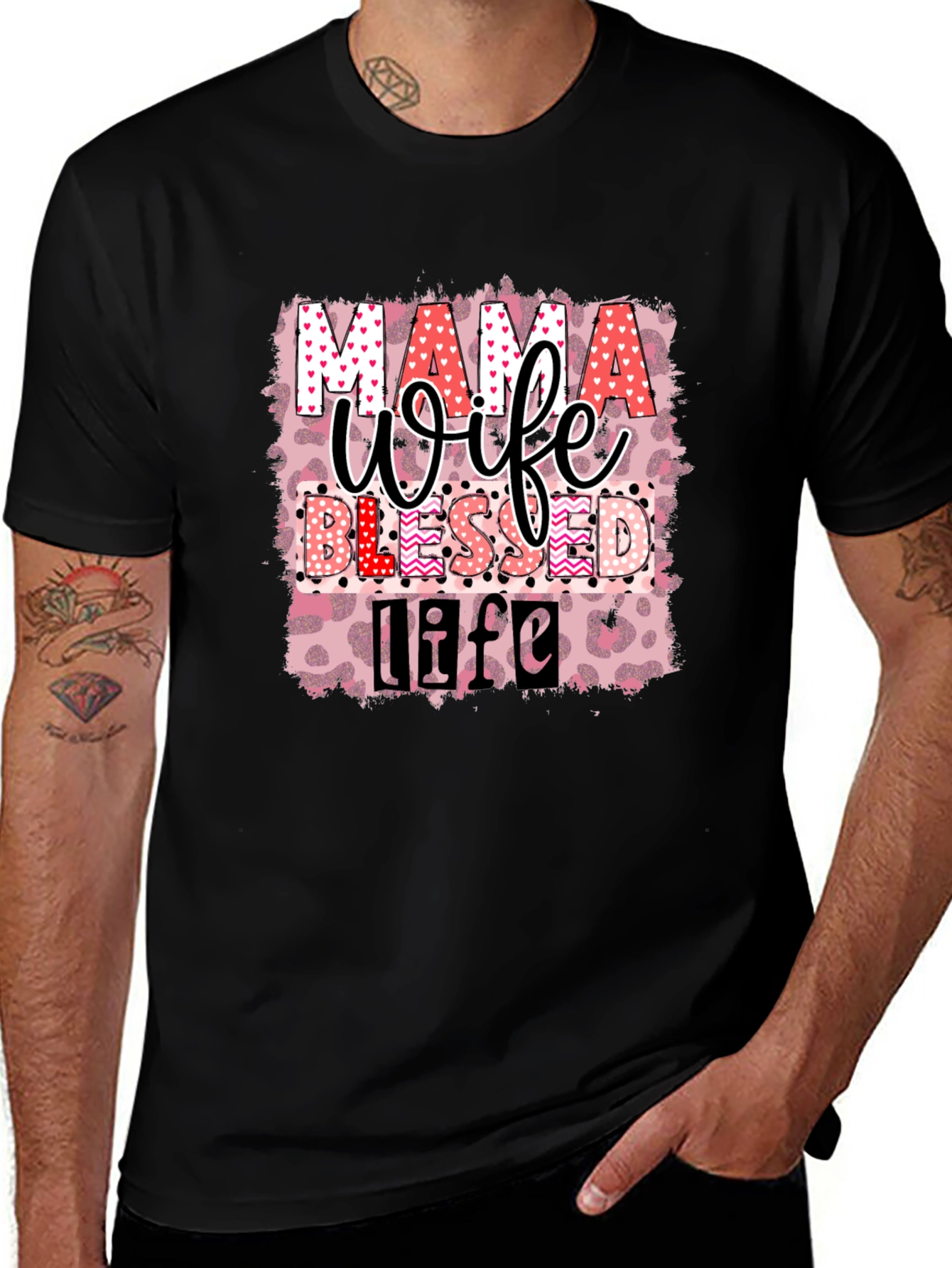 Mama Wife Blessed Life Graphic T-Shirt