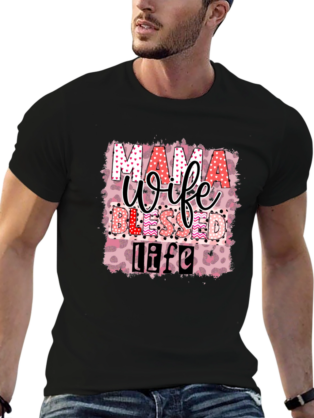 Mama Wife Blessed Life Graphic T-Shirt