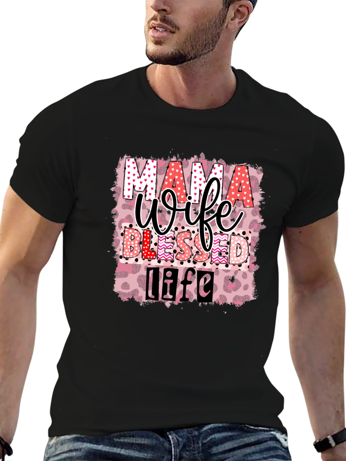 Mama Wife Blessed Life Graphic T-Shirt