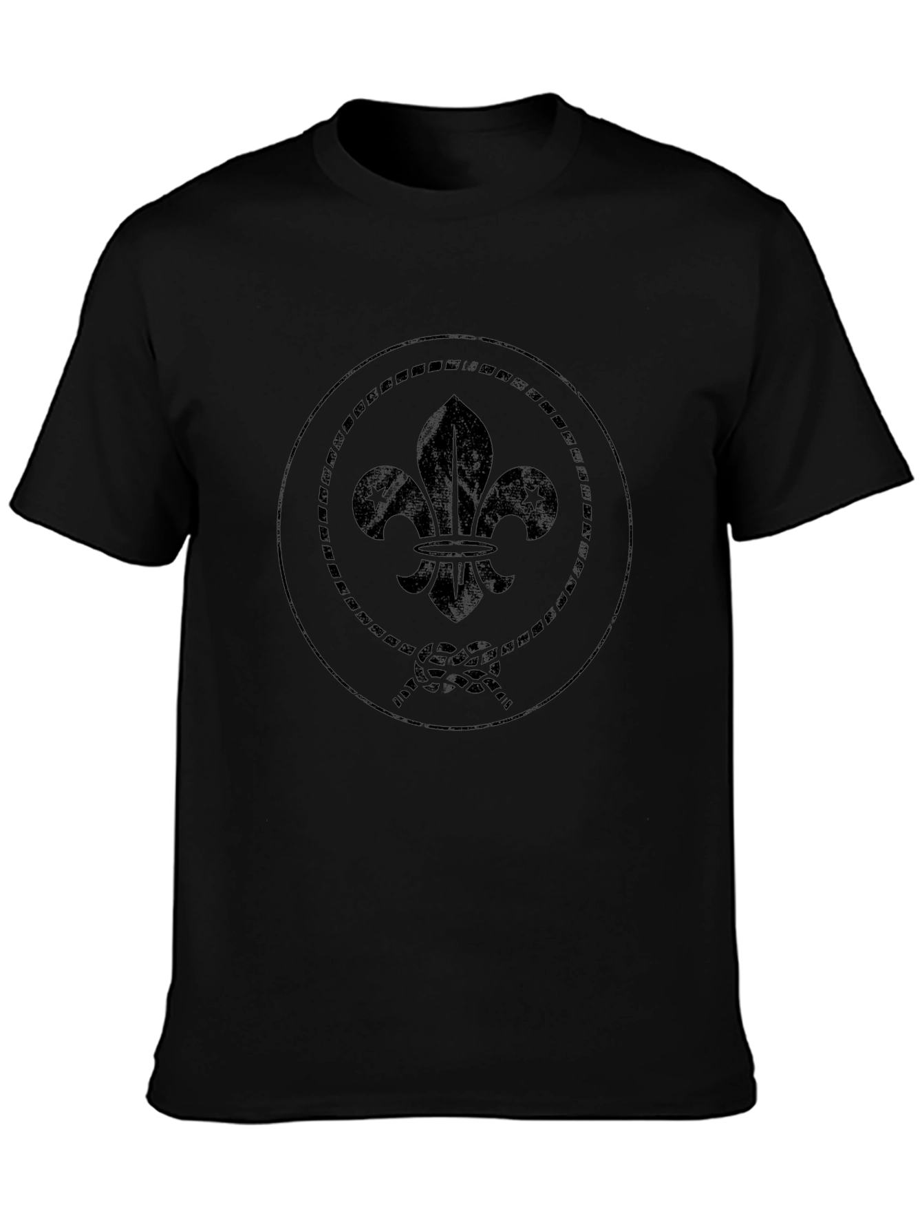 Vintage Fleur-de-Lis Graphic Tee - Black