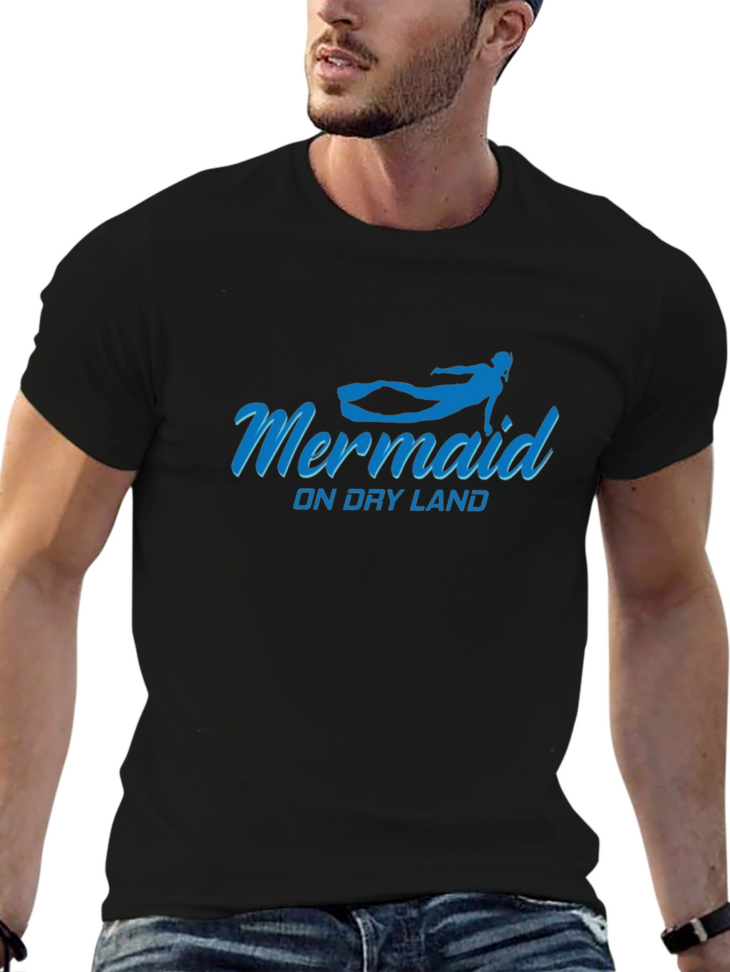 Mermaid On Dry Land Graphic Tee - Black