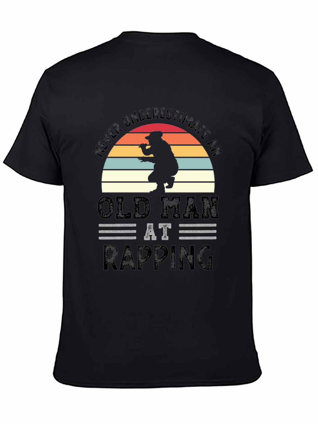Old Man Rapping Graphic Tee - Black