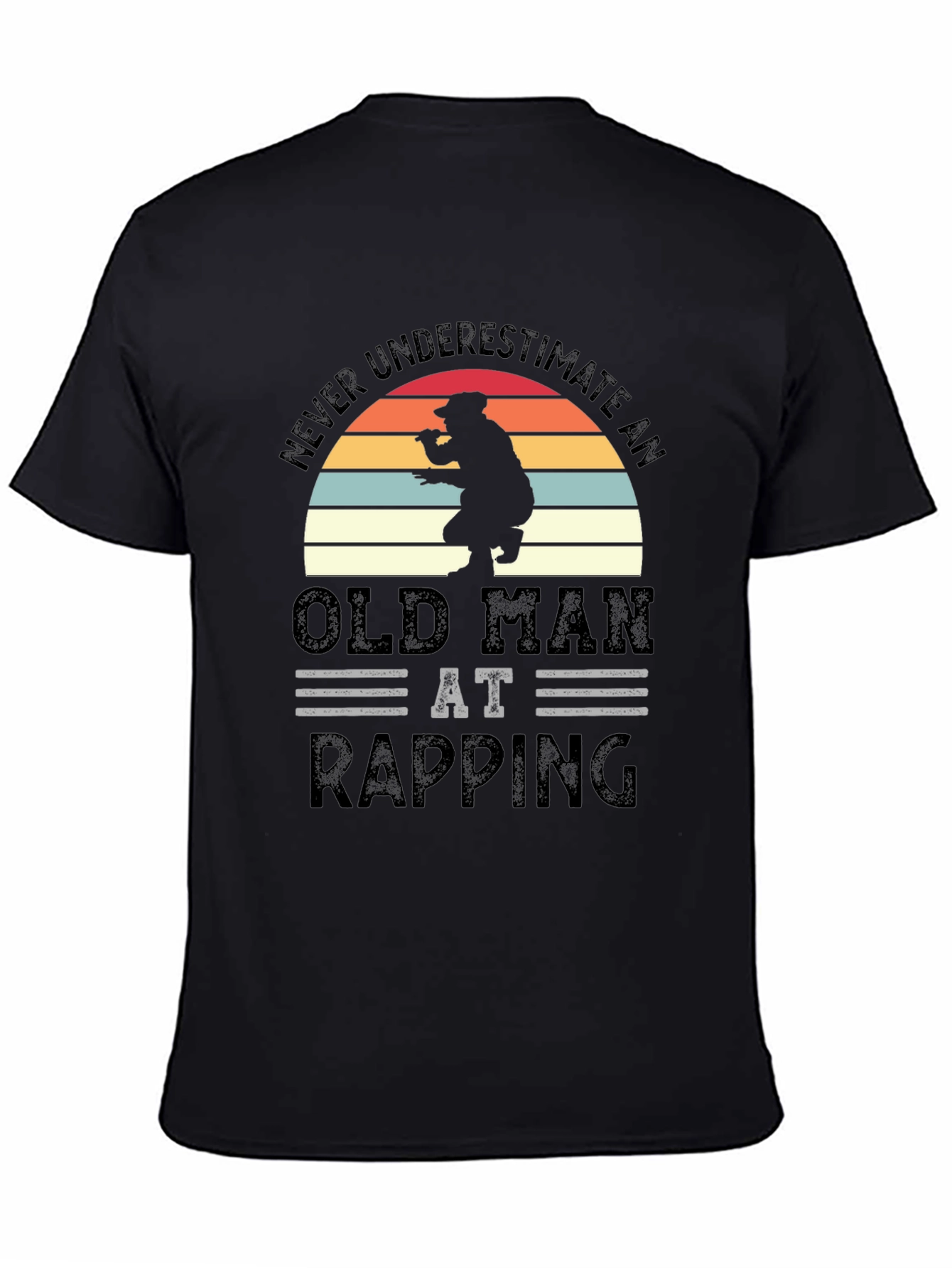 Old Man Rapping Graphic Tee - Black