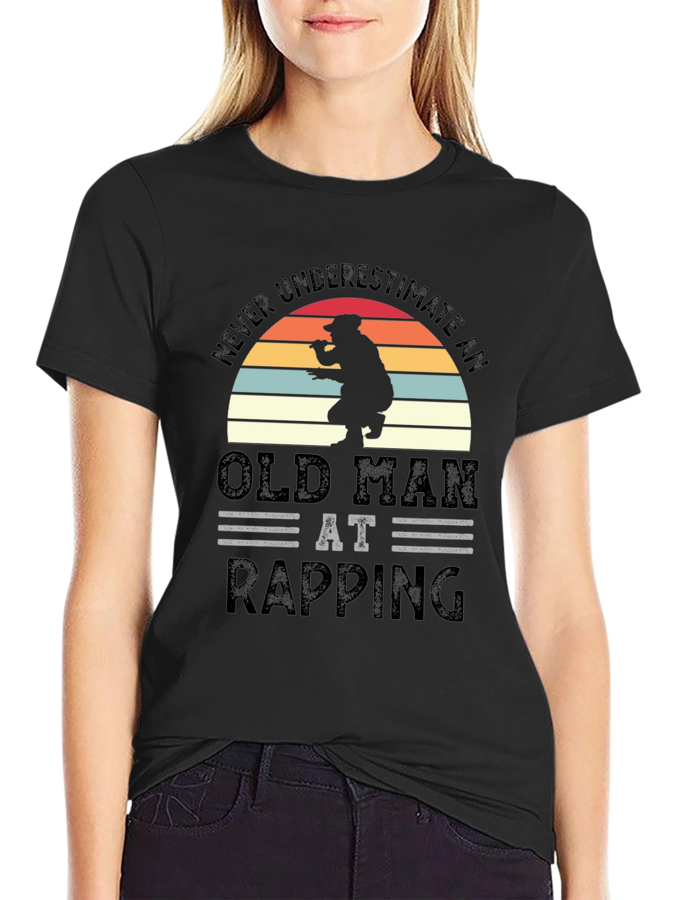 Old Man Rapping Graphic Tee - Black
