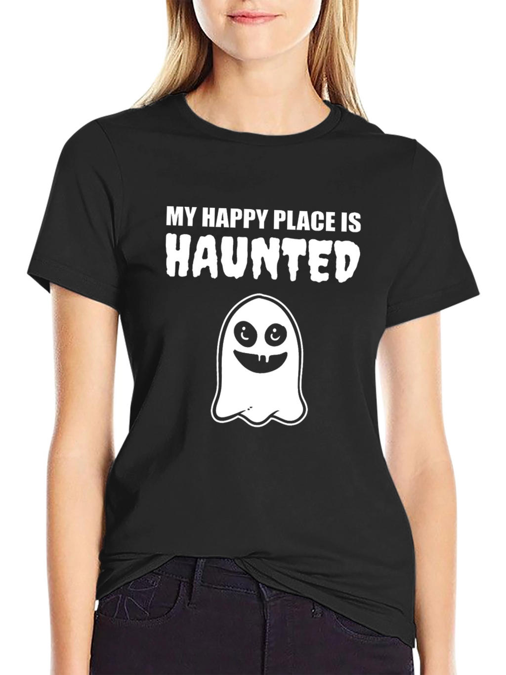 Haunted Happy Place T-Shirt - Spooky Ghost Graphic Tee