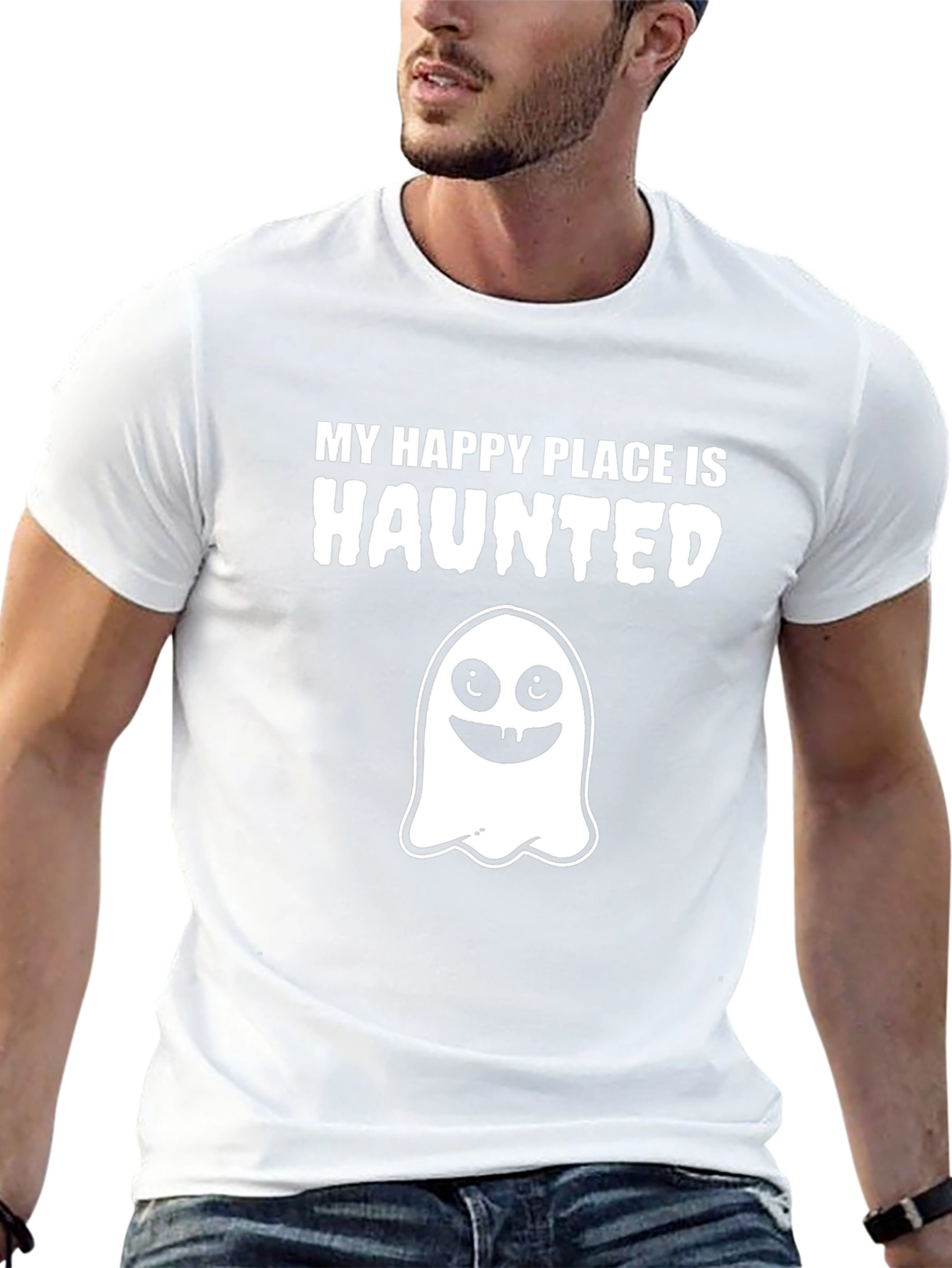 Haunted Happy Place T-Shirt - Spooky Ghost Graphic Tee
