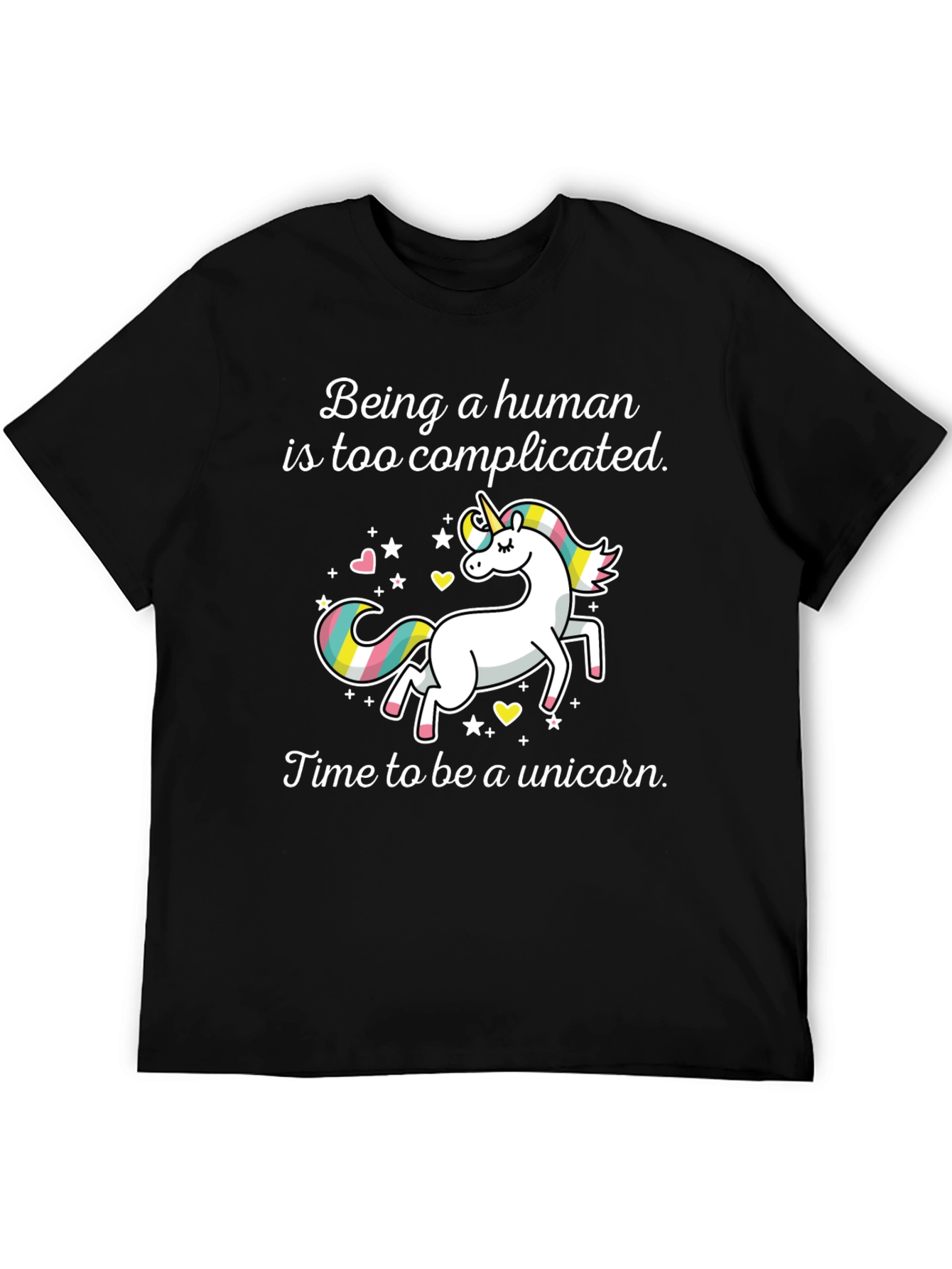 Unicorn Graphic Tee: Being Human is Too Complicated T-Shirt